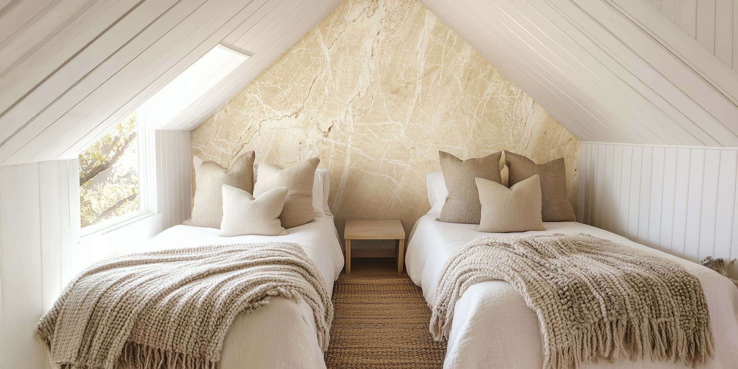 Papel de parede Sandy Marble Ocean em um quarto