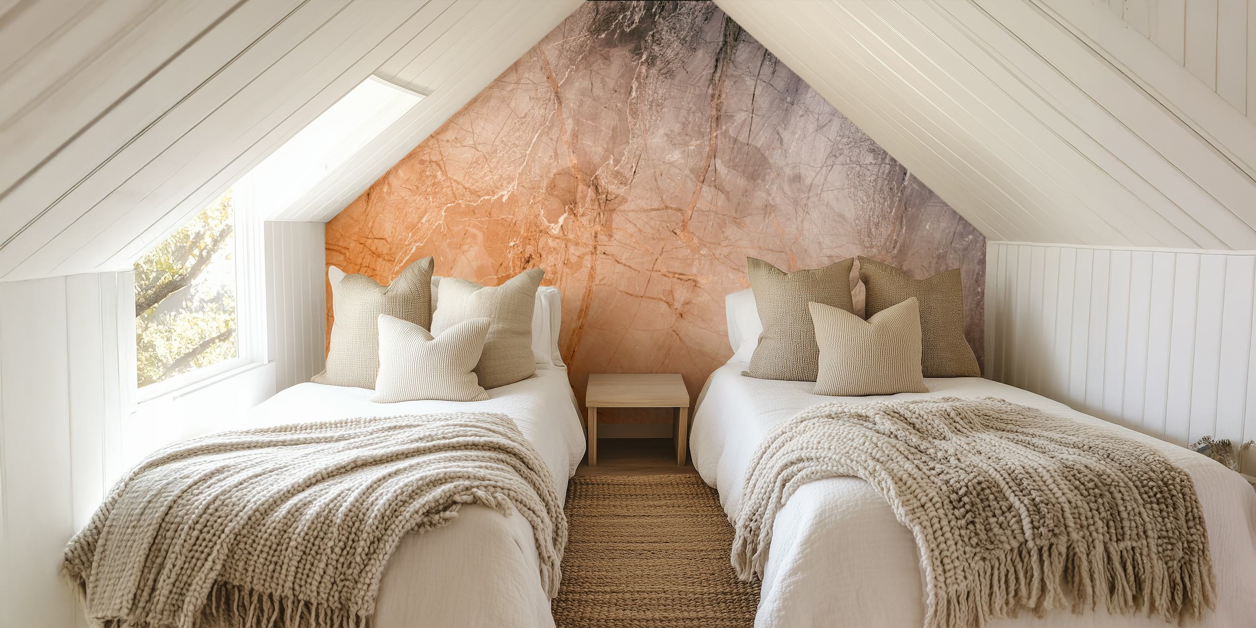 Ombre marble wallpaper with peach and gray tones in a modern style