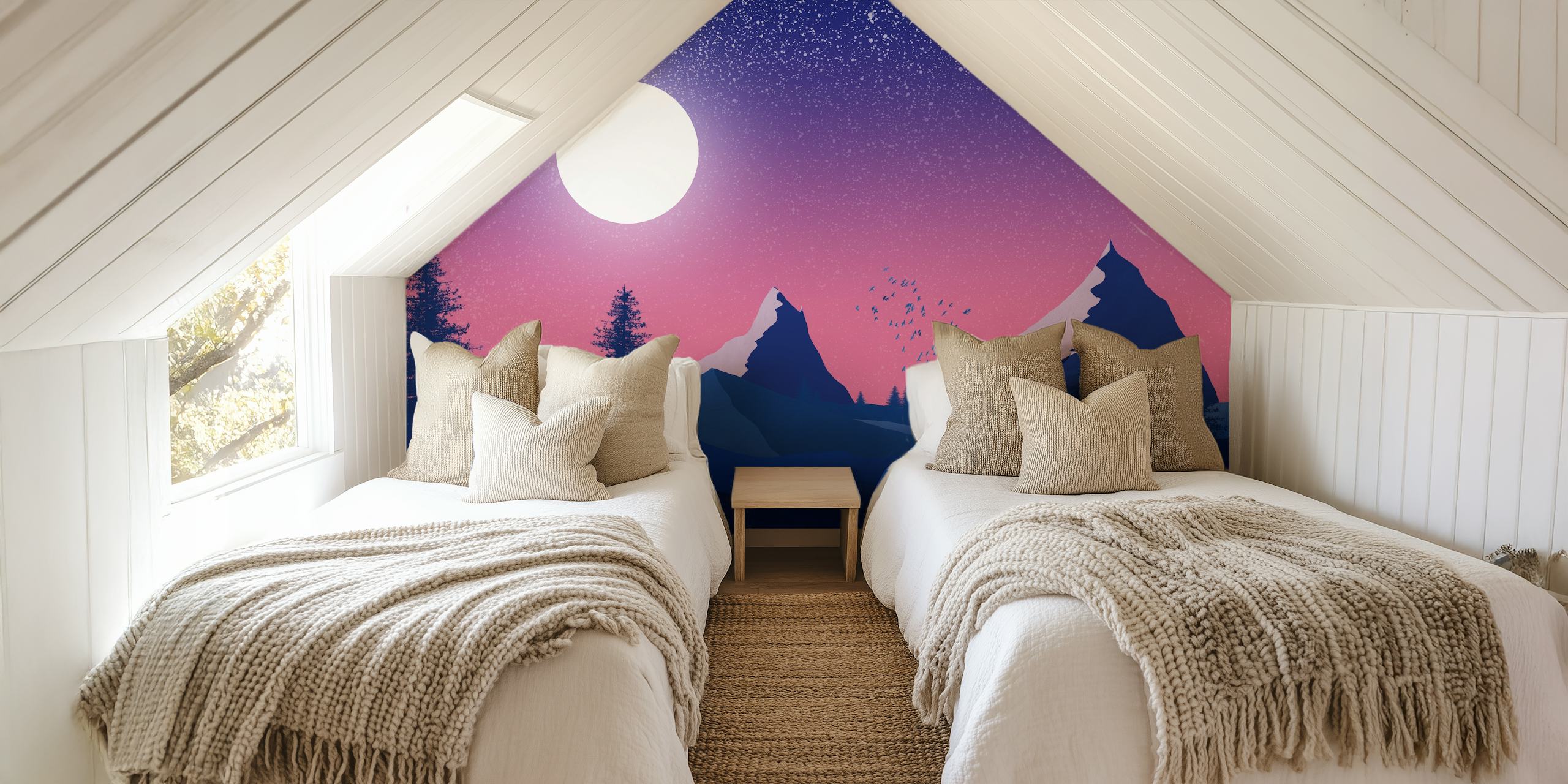 Cold mountains wallpaper design in una stanza