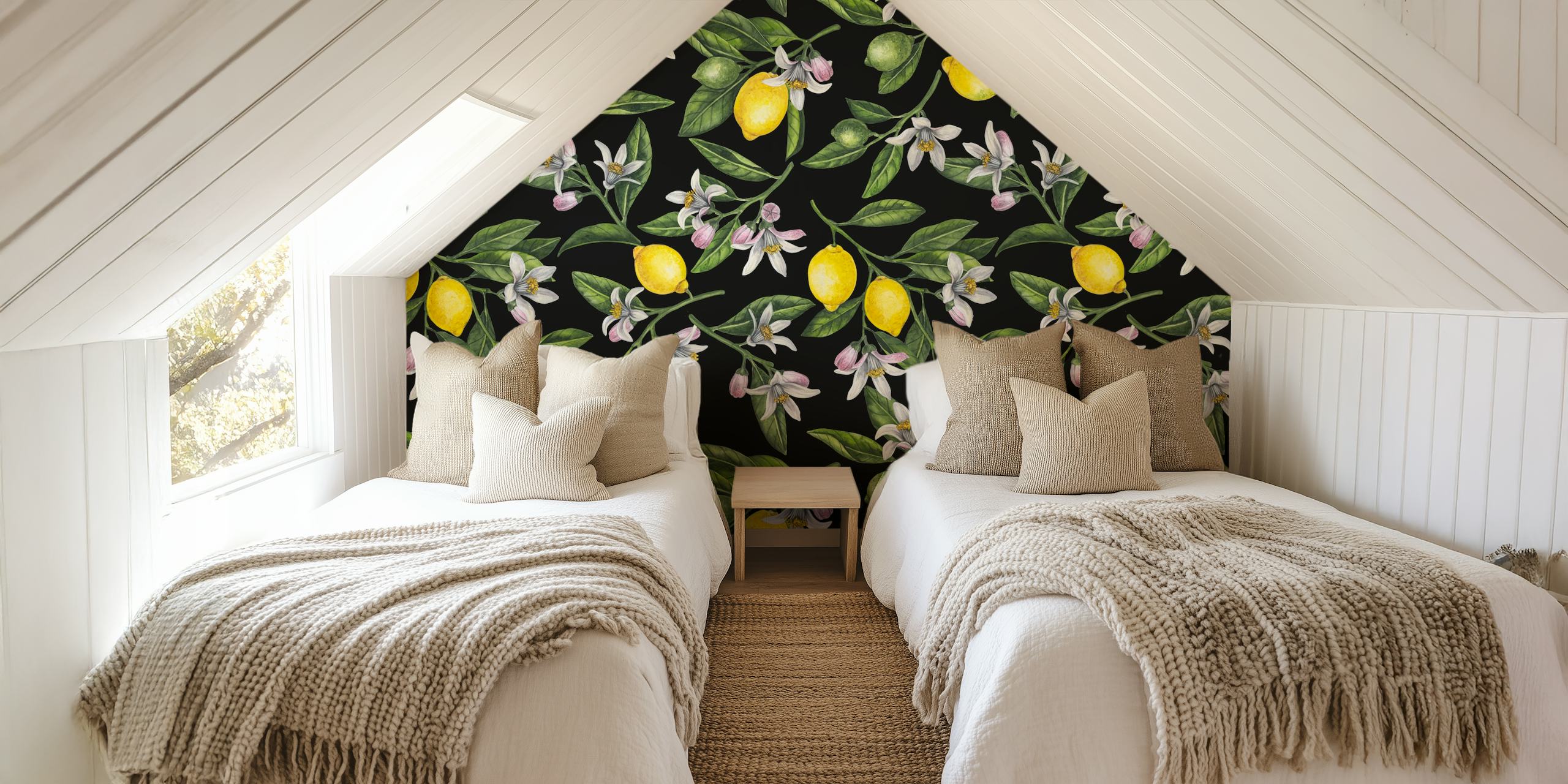 Design de papier peint Lemon branches dans une pièce