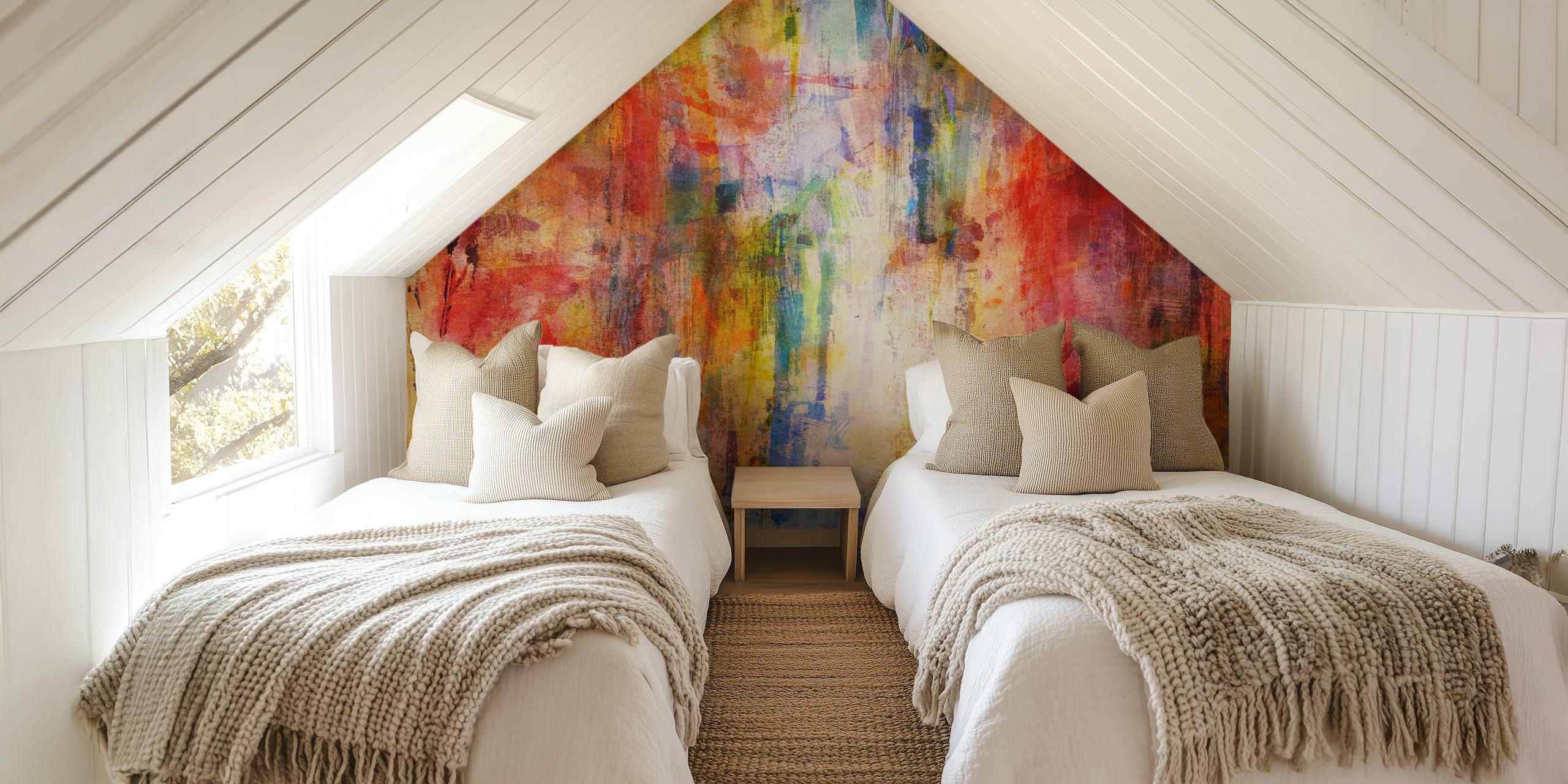 Carta da parati con pennellate astratte con una miscela di colori vivaci