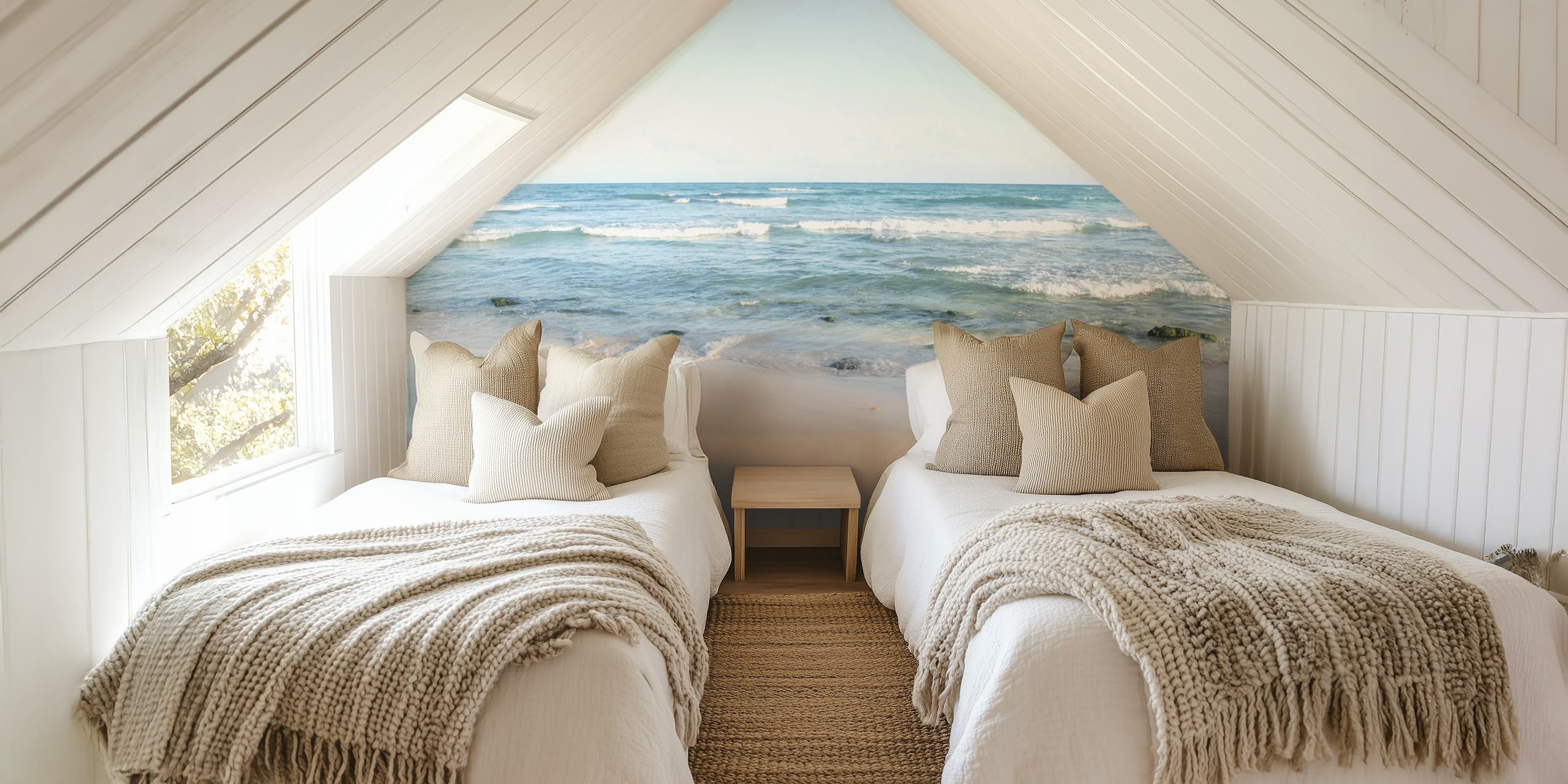 Caribbean ocean wallpaper in a room
