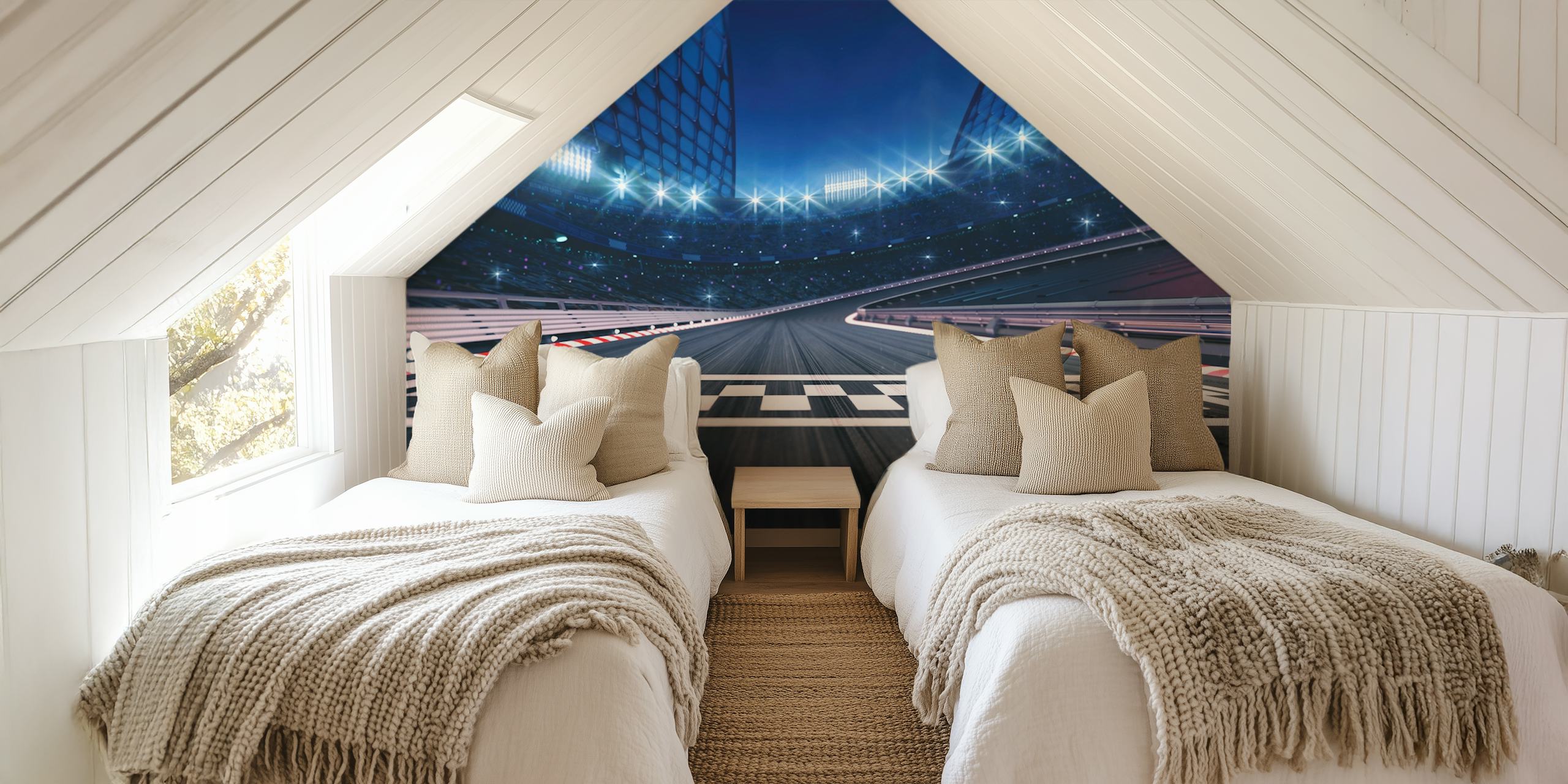 Papel de parede Racing track finish em um quarto