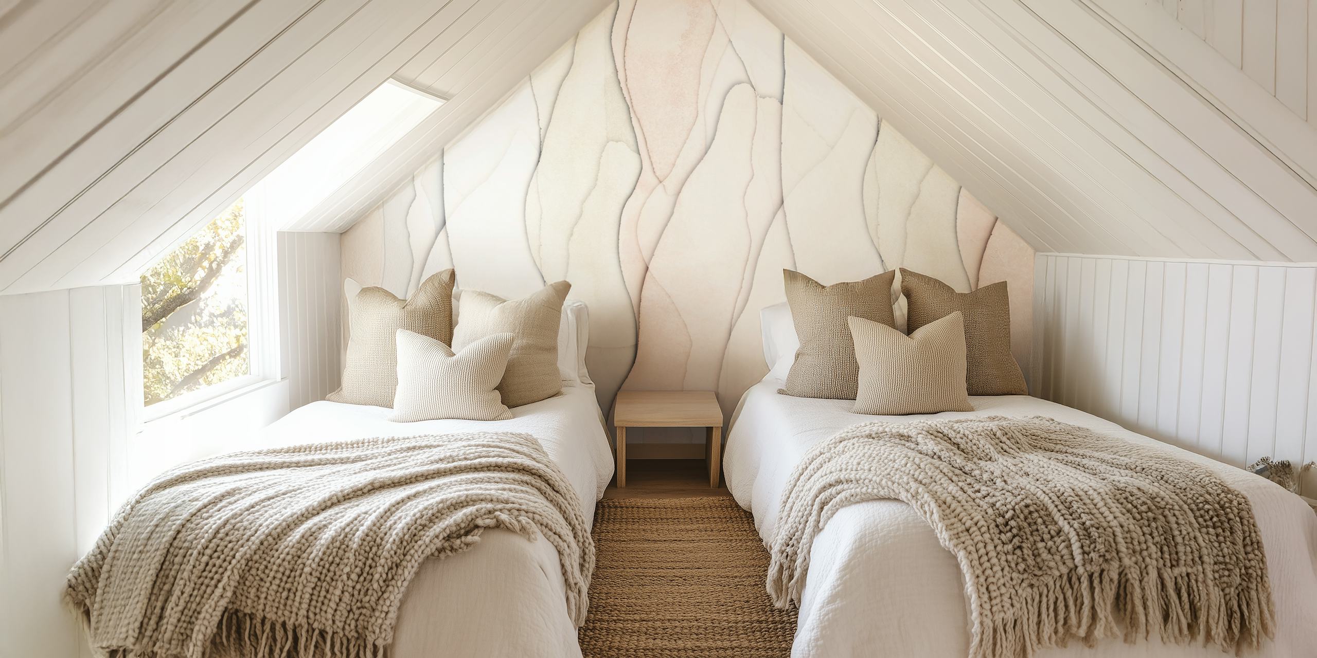 Fotomural color crema con motivos de ondas abstractas