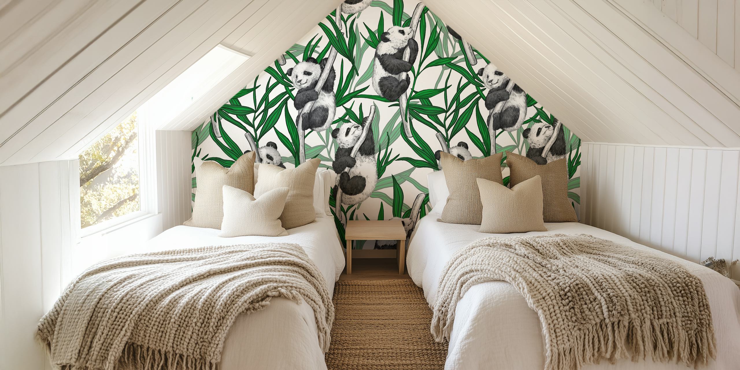 Panda cubs tapetdesign i et rum