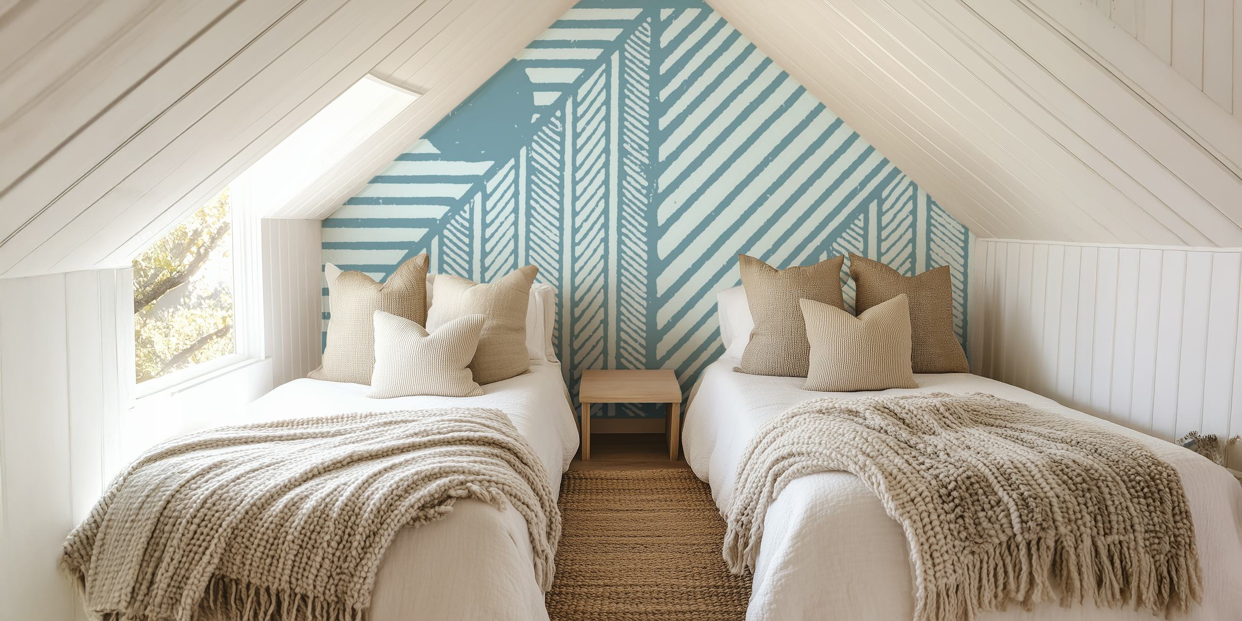 Modrý šedý modernistický design tapet v místnosti