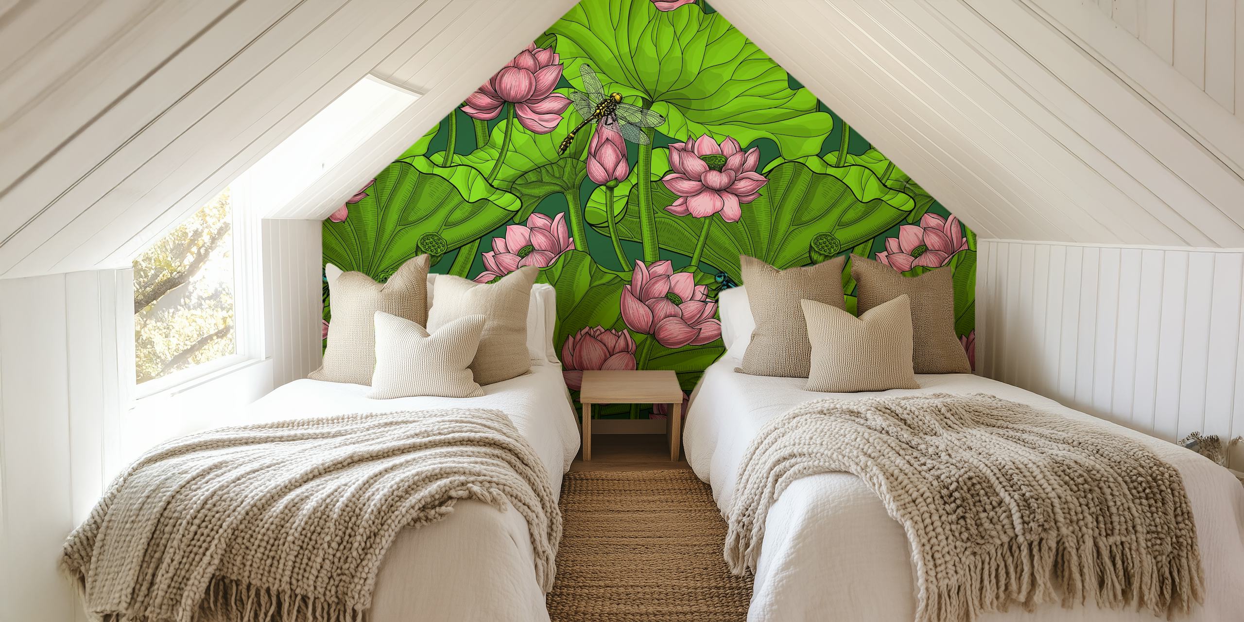 Lotus garden 2 wallpaper in a room