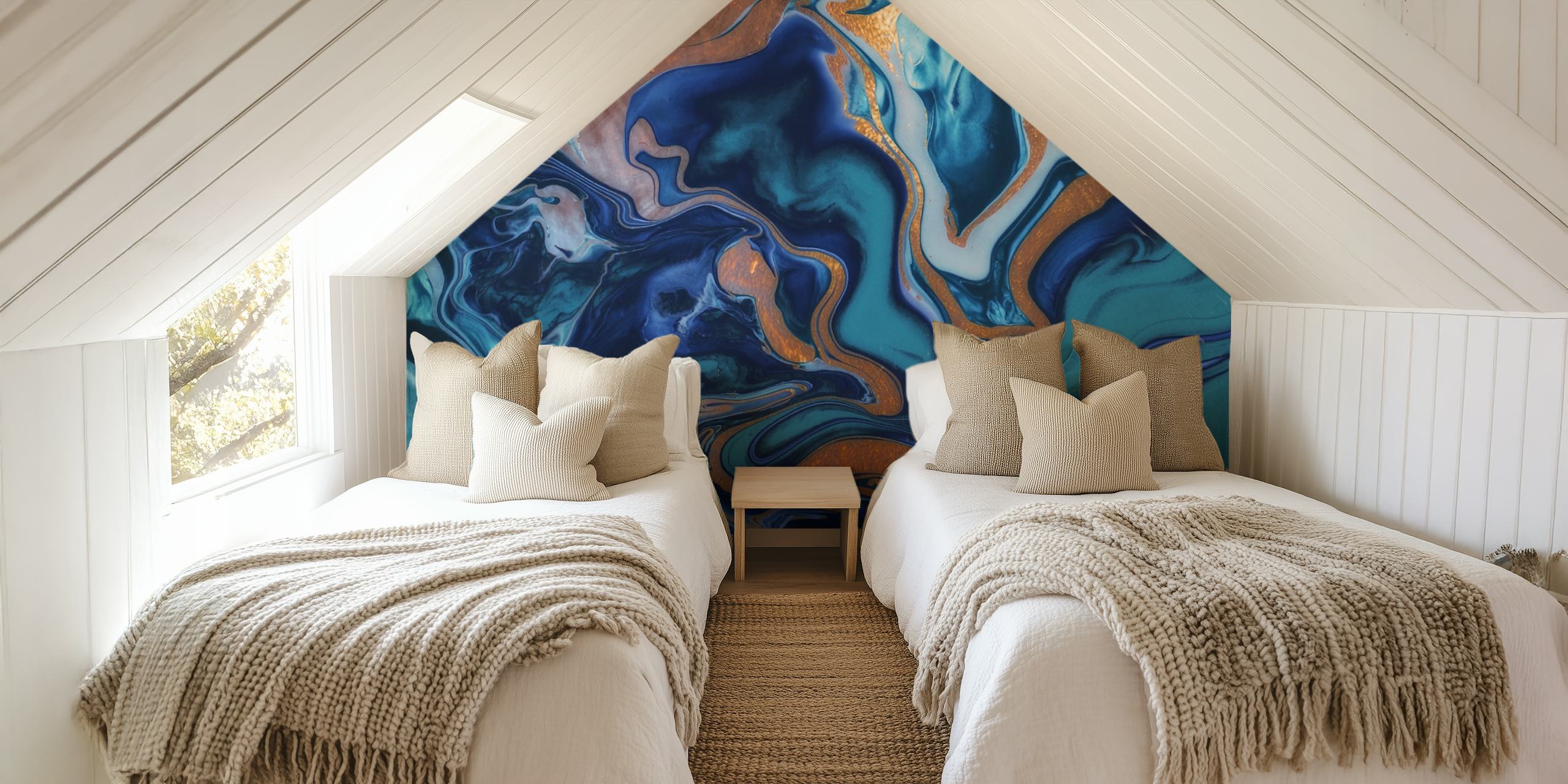 Το τοίχο του πίνακα Dramaqueen Marble Royal Blue με στροφές μπλε, χρυσού και λευκού