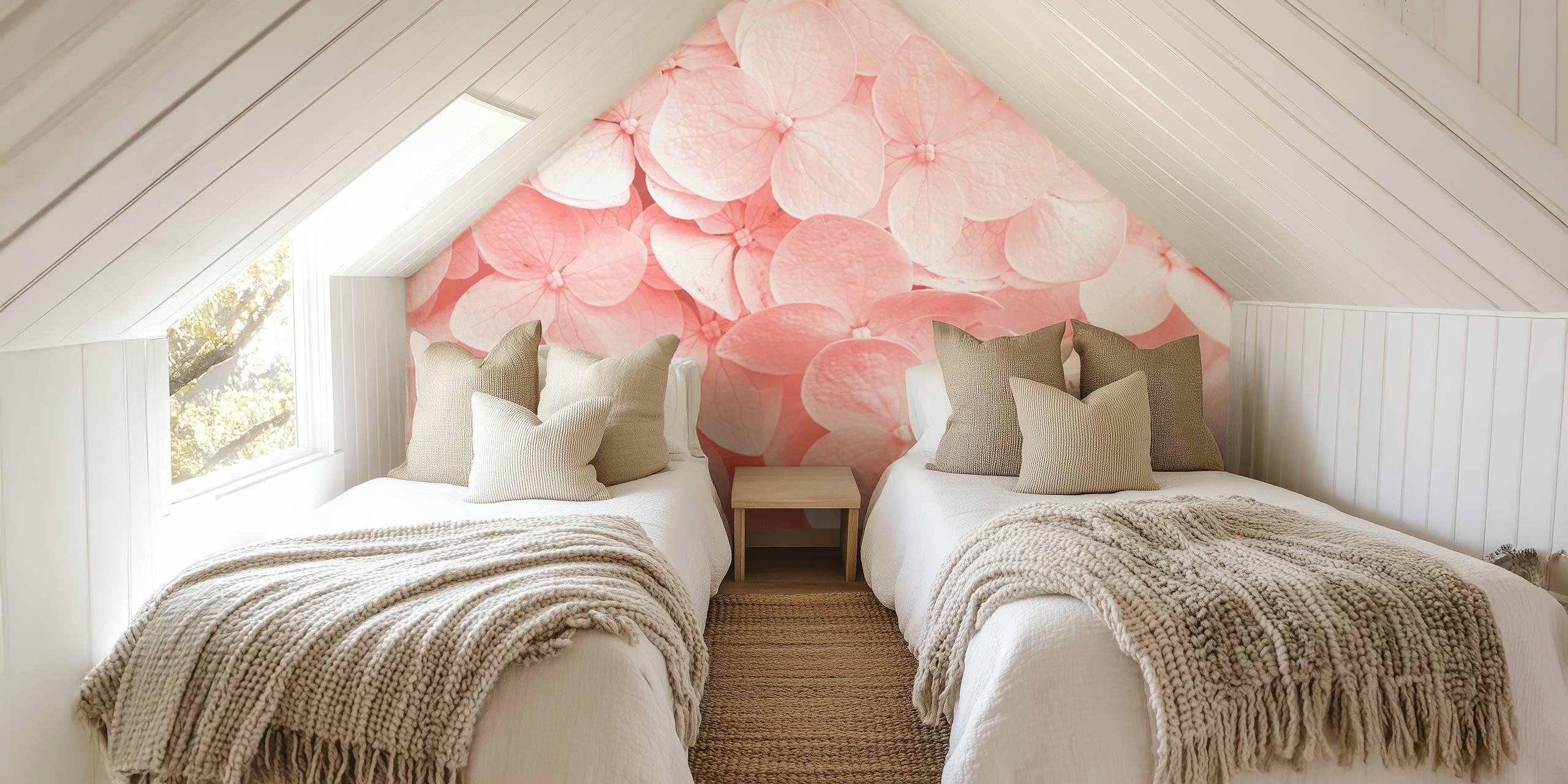 Papel de parede Pink pastel floral em um quarto