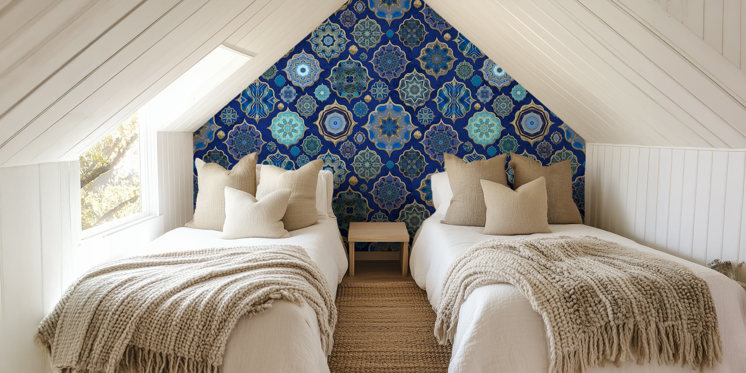 Tapeta Blue Moroccan Tile Elegance 2 v místnosti
