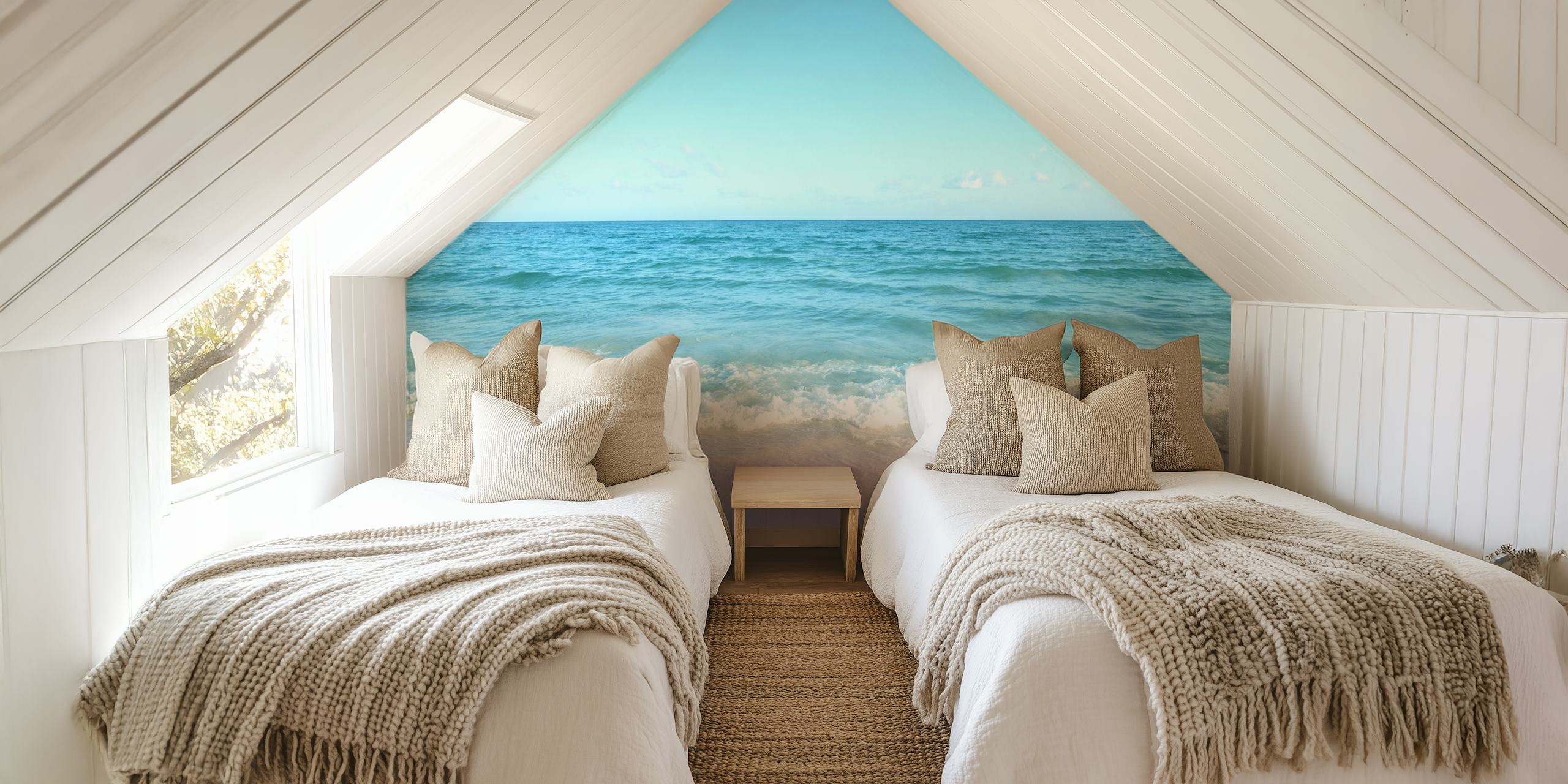 Caribbean ocean wallpaper in a room