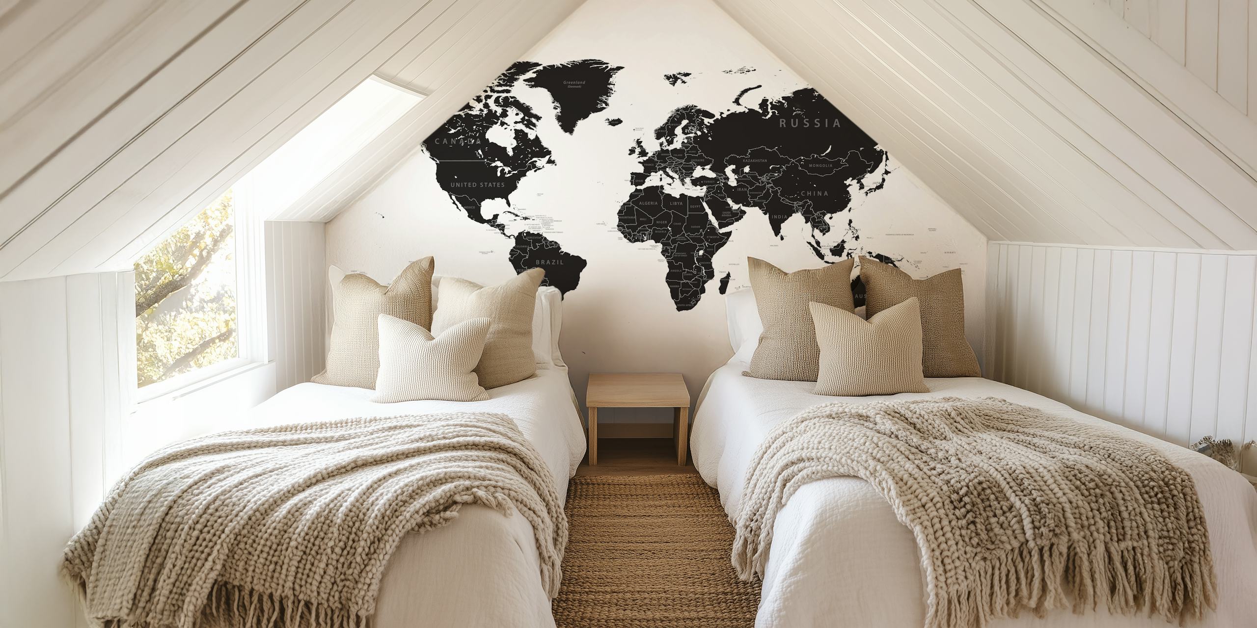Black and white world map design wallpaper