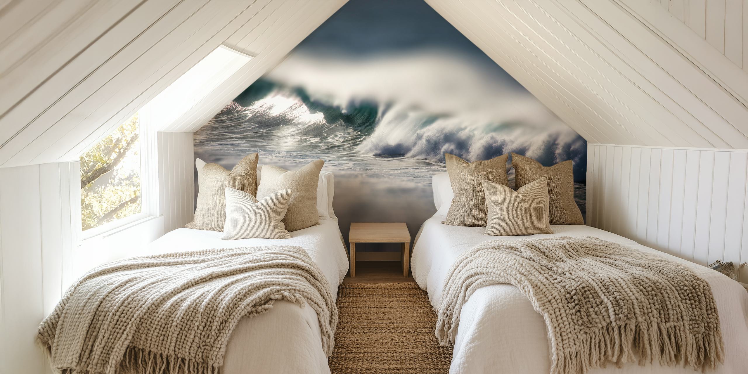 Atlantic surf wallpaper in a room