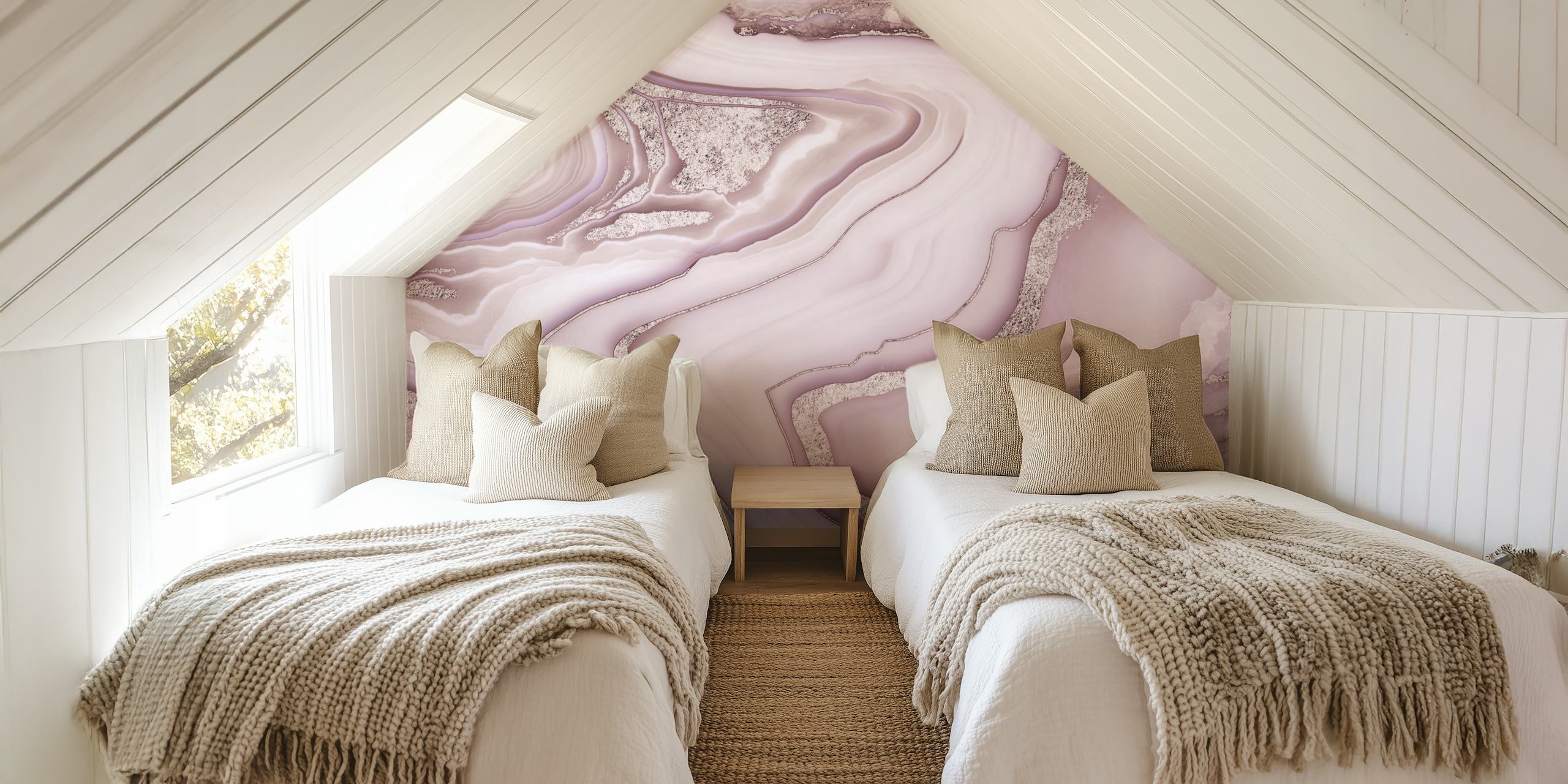 papel de parede Blush Pink Rose Gold Marble em um quarto