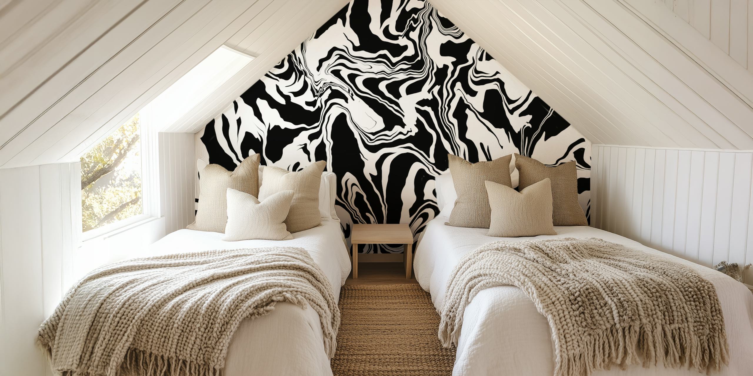 Black and white abstract fluid art wallpaper