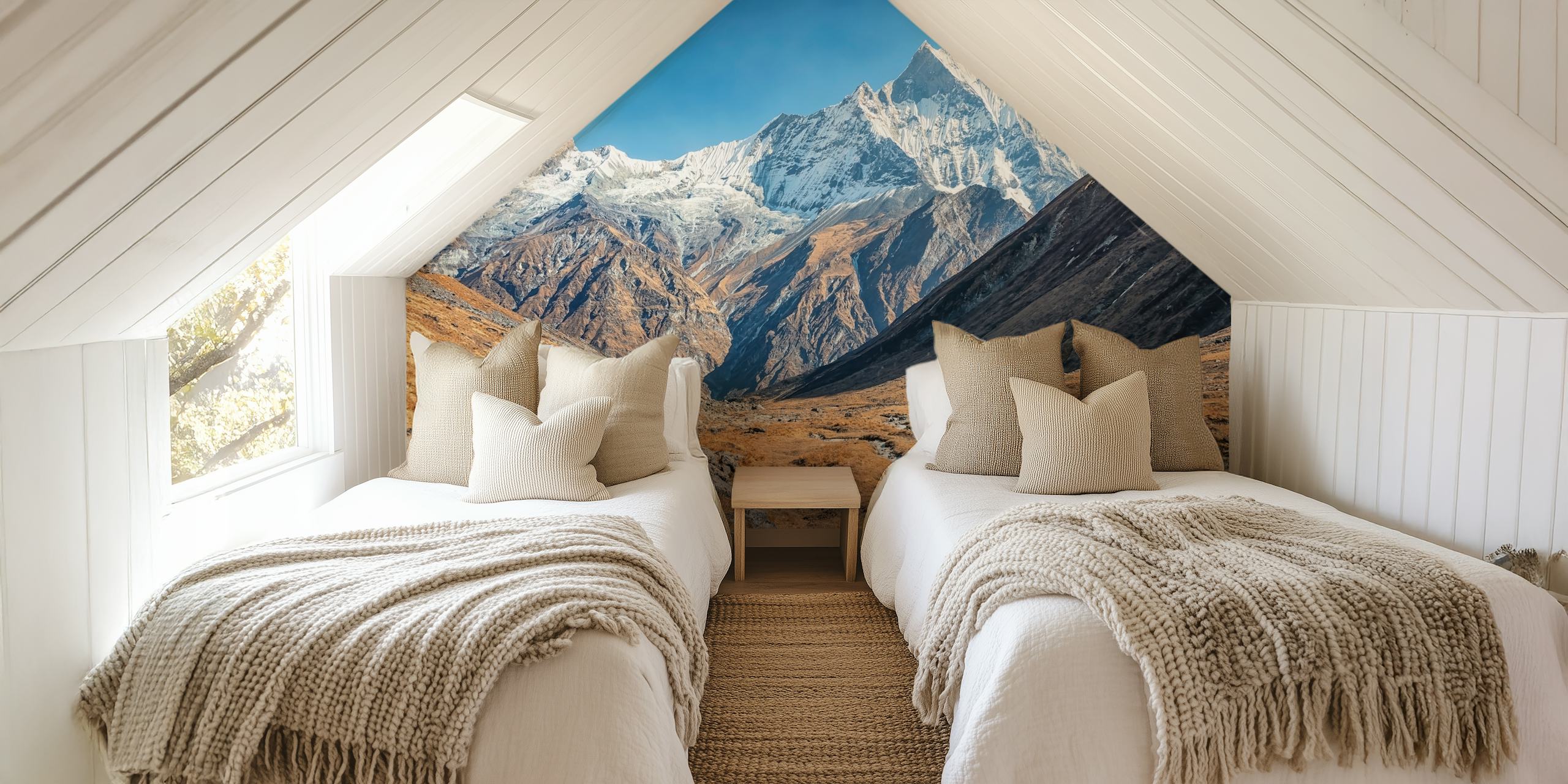 Papier peint paysage himalayen dans une pièce
