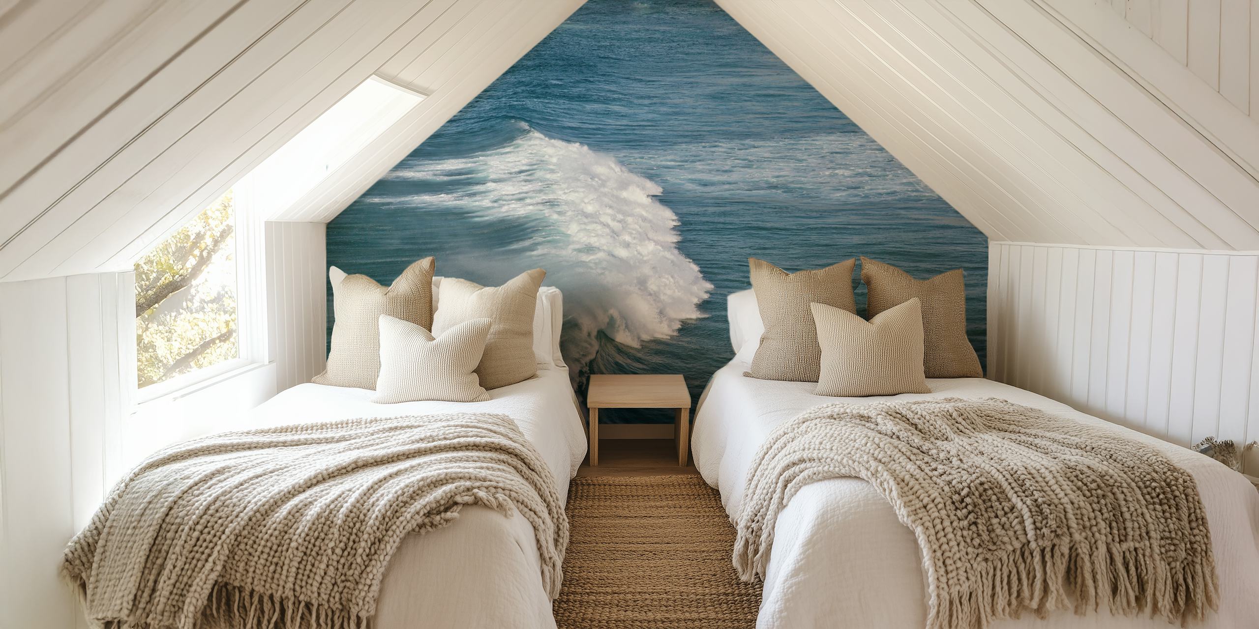 Cresting wave wall mural from Portugal's Atlantic coast