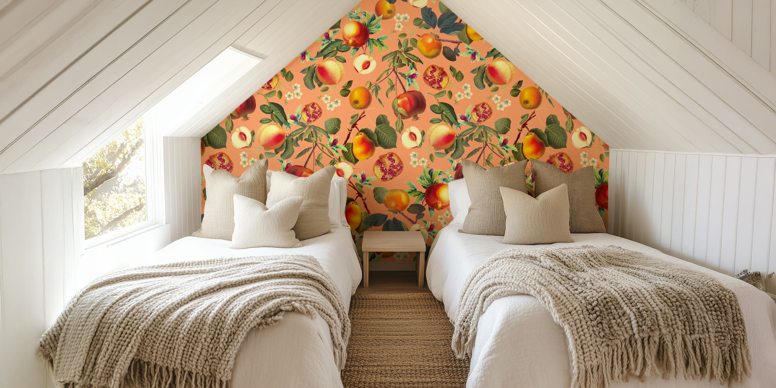 Papel tapiz Vintage Fruit Pattern XXIX en una habitación