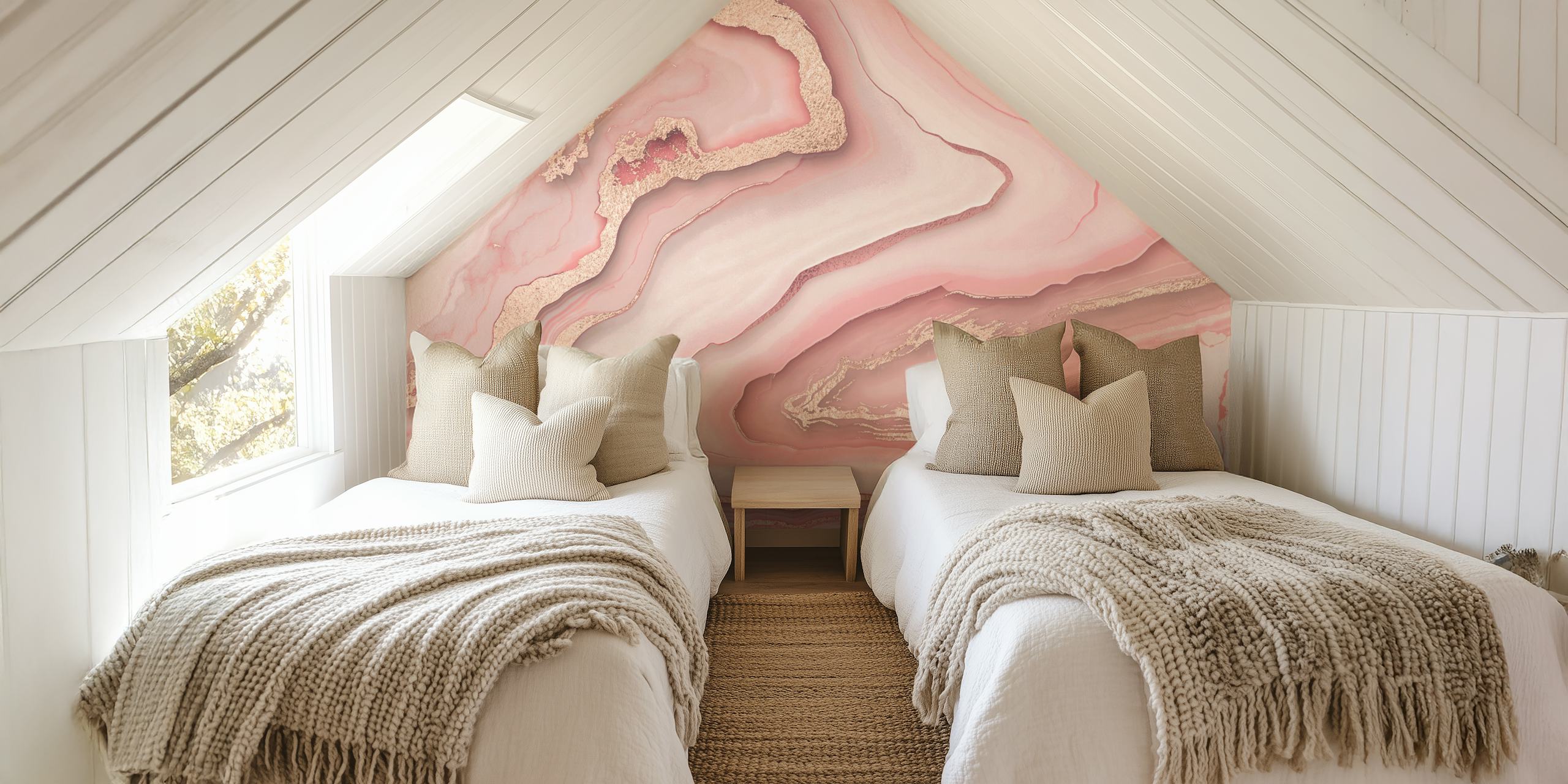 Abstract pink and gold marble pattern wallpaper