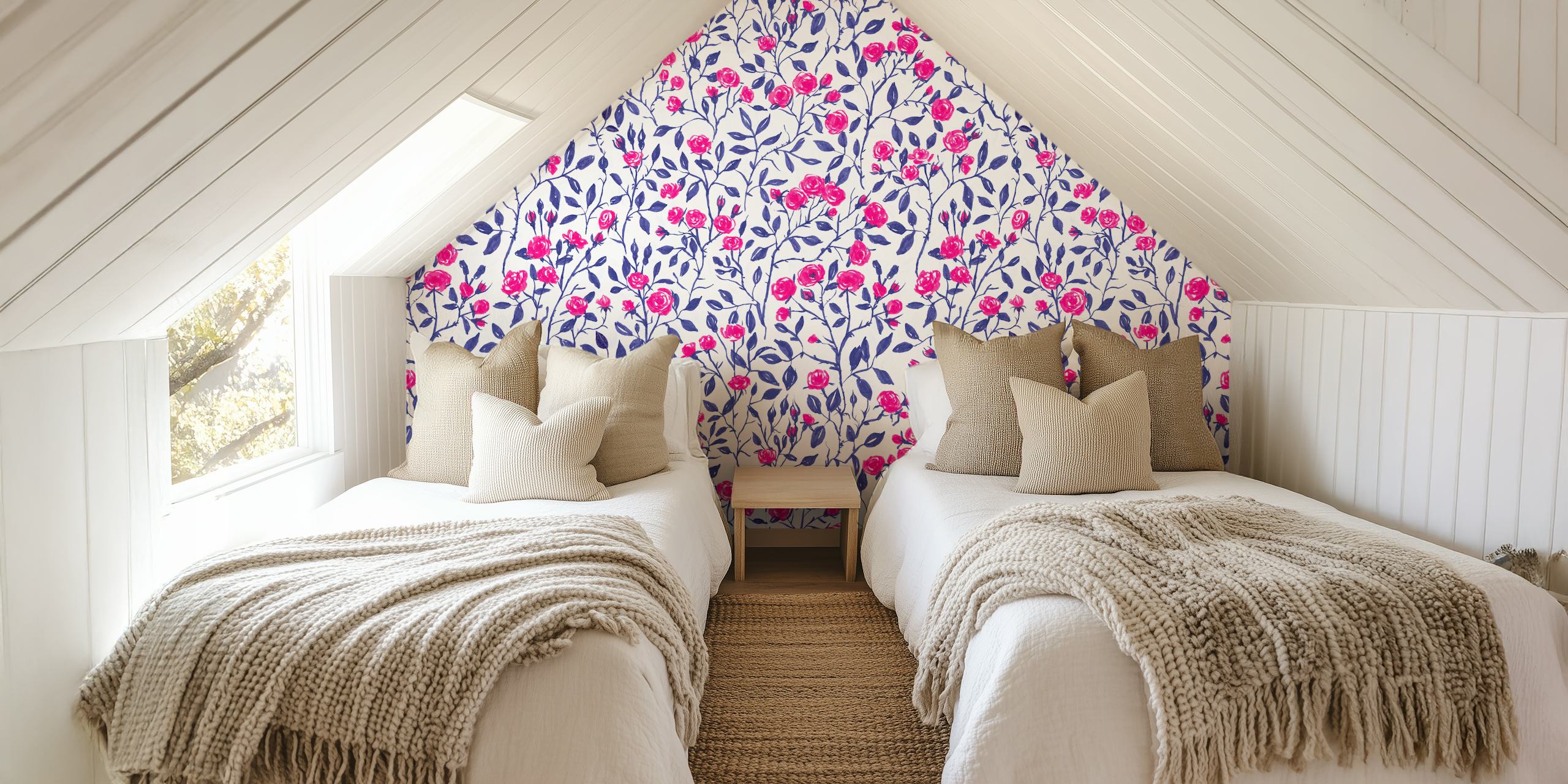 Papel de parede Red rose bush em um quarto