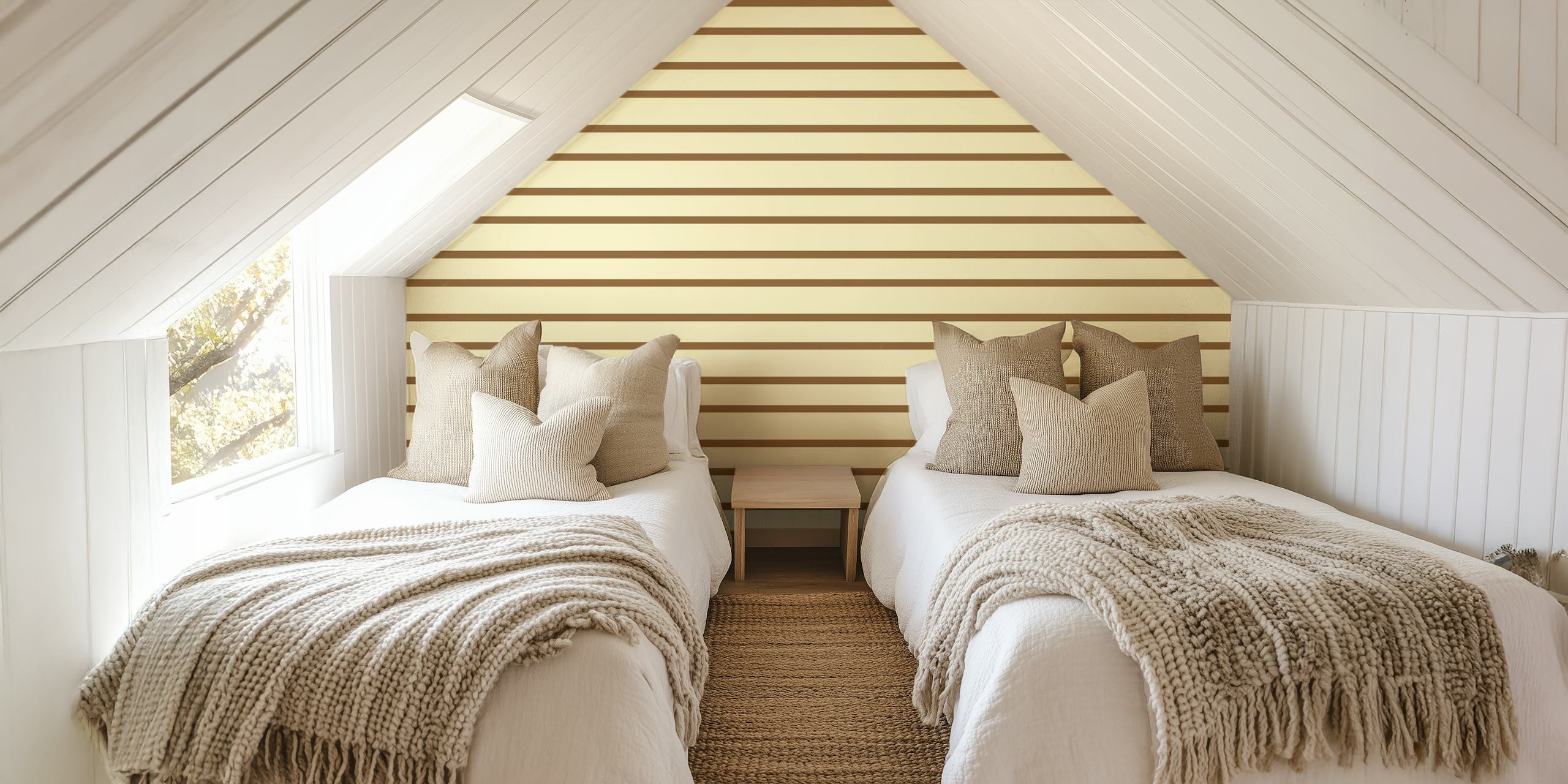 Earthy brown striped linen textured wall mural