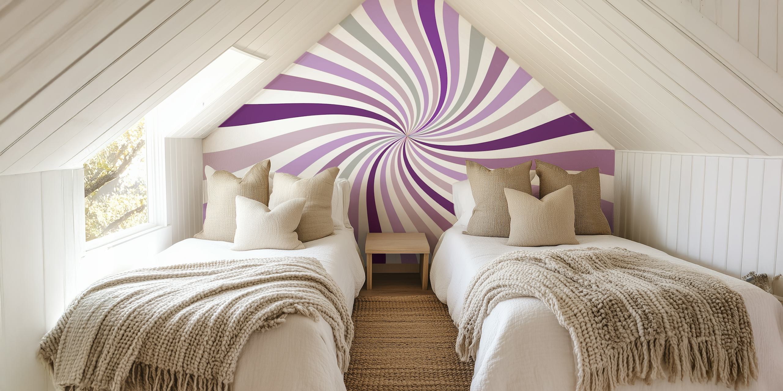 Vintage Purple Star tapet i ett rum