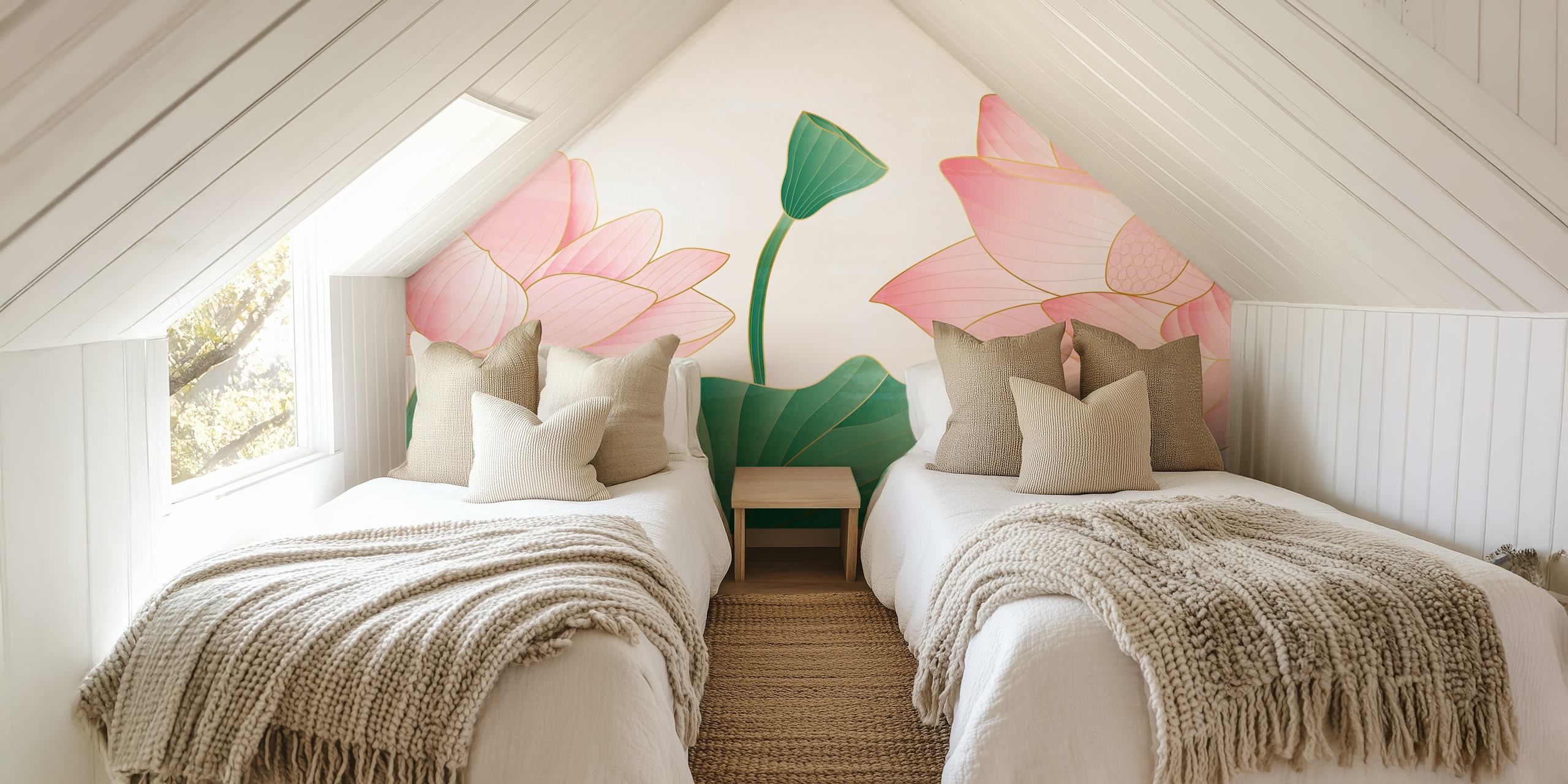 Golden pink lotus Tapetdesign