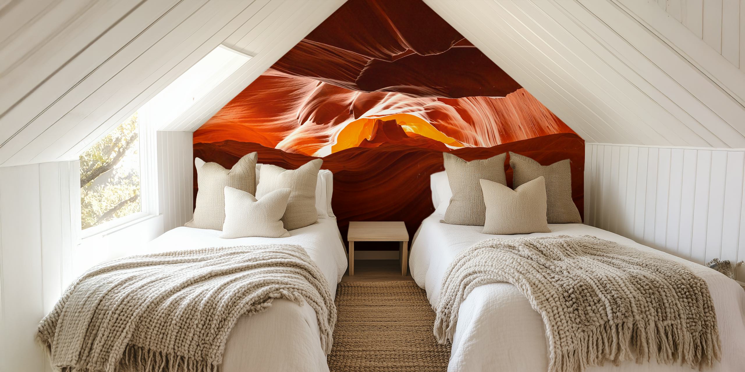 Antelope Canyon wall mural featuring the iconic sandstone formations and play of light and shadows