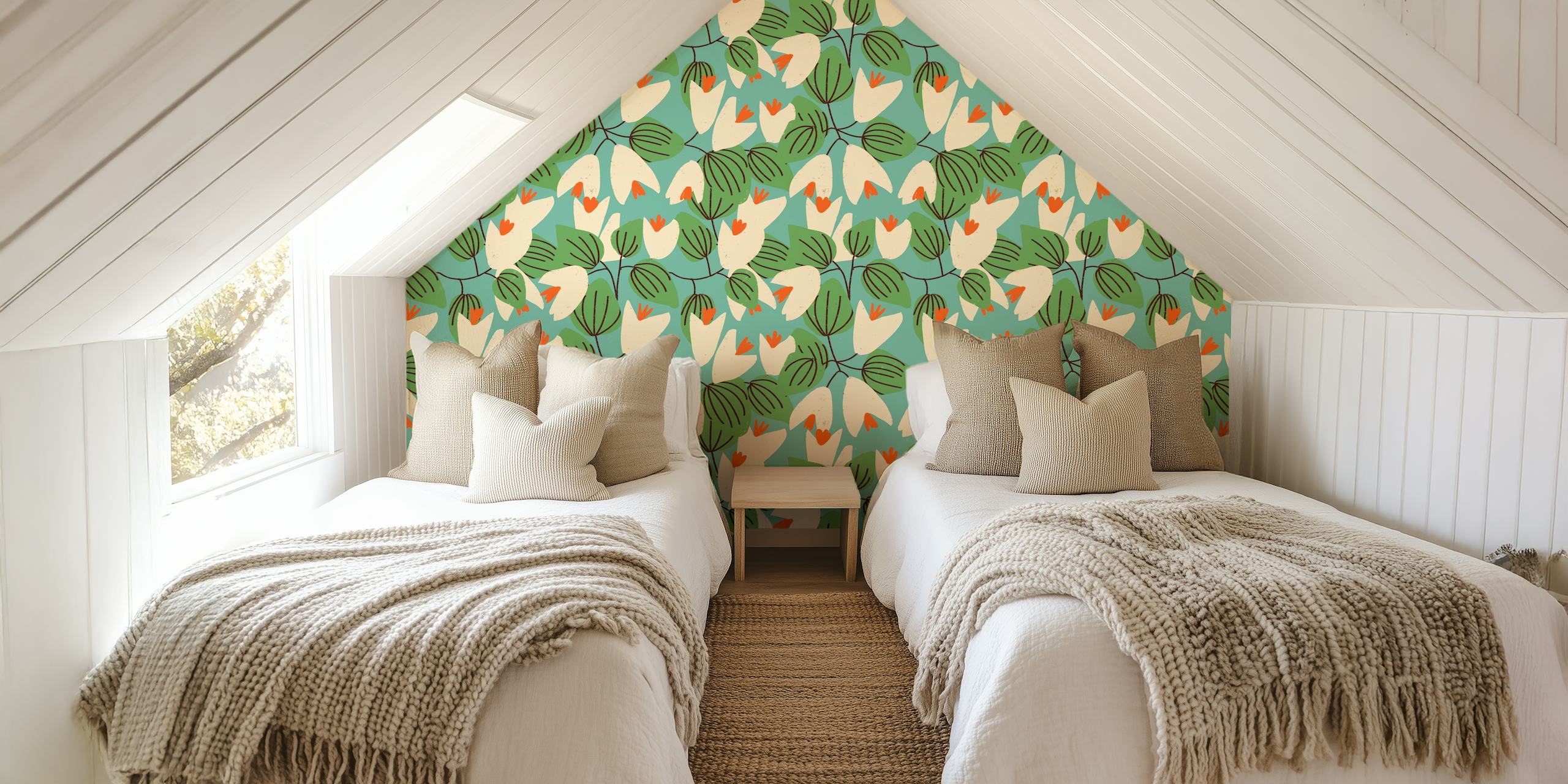 Mid Summer Flower Blue wallpaper pattern