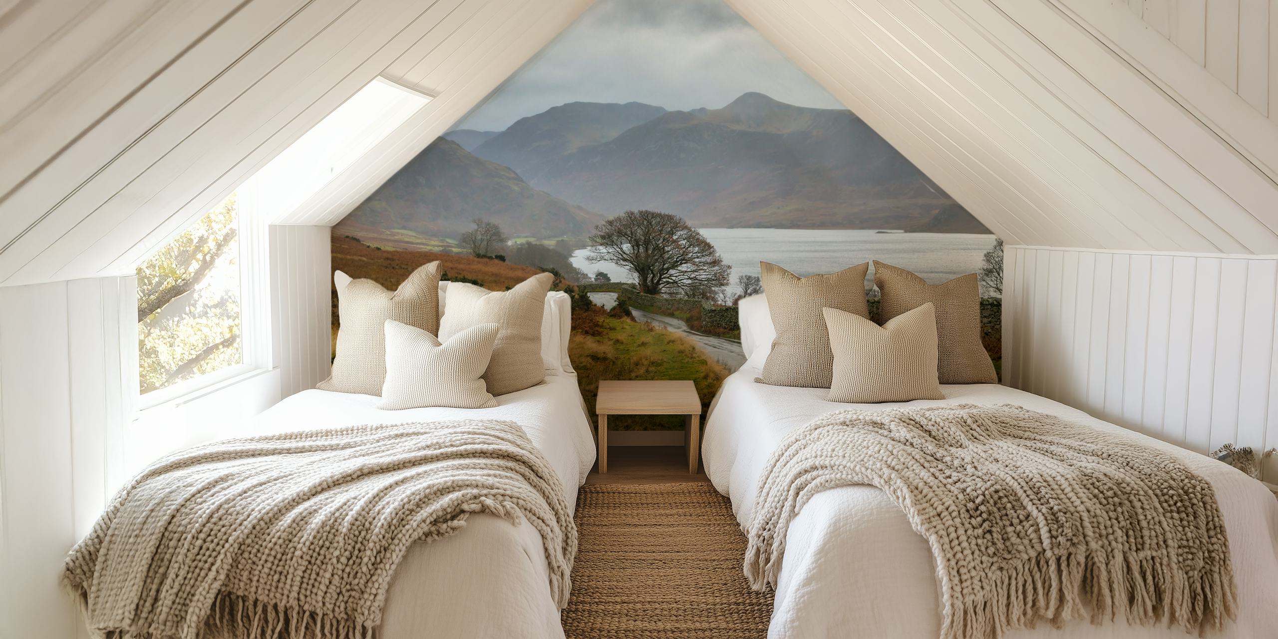 serene landscape of Lake District mountains and lake wallpaper