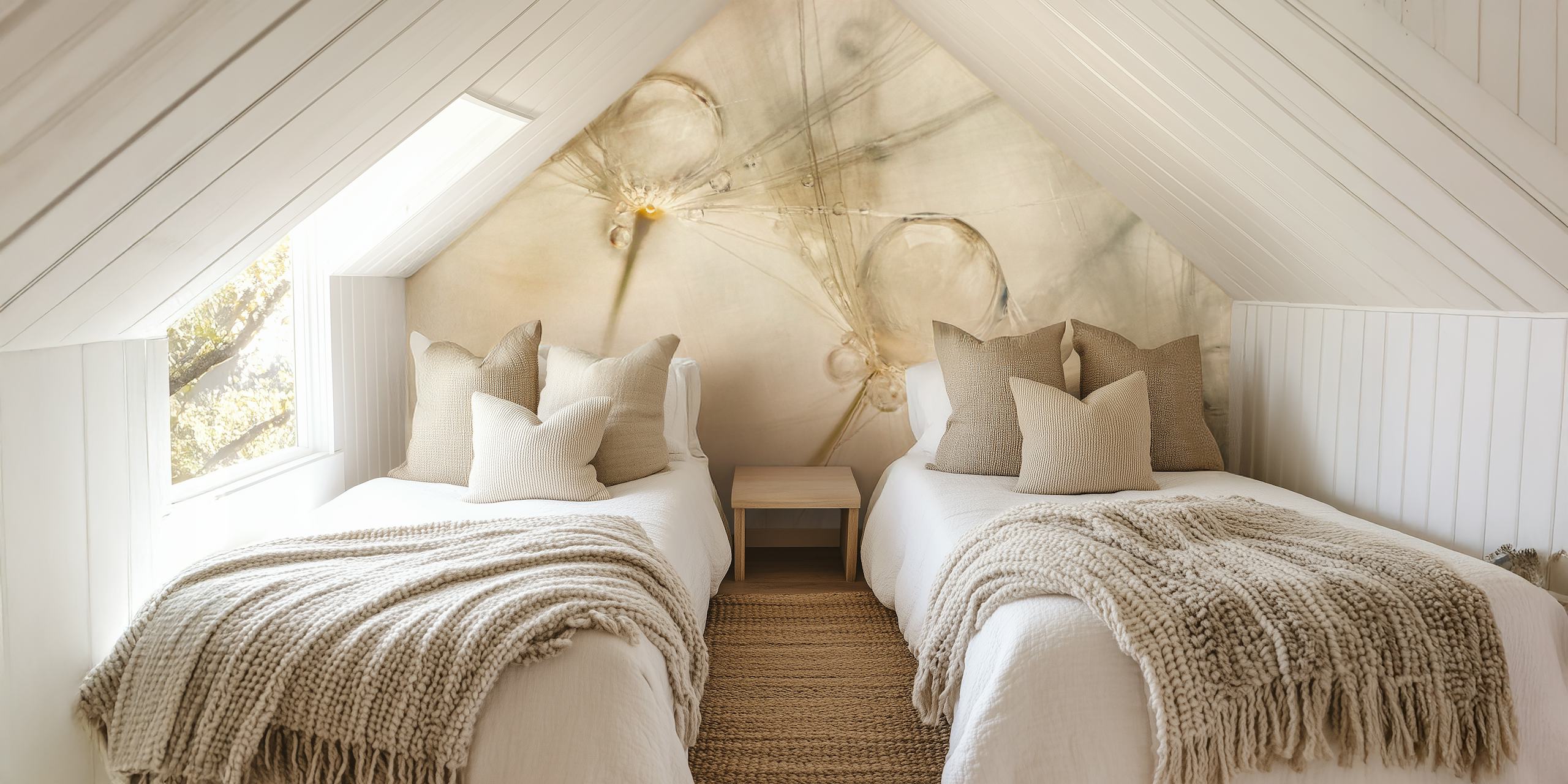 Abstract watercolor wall mural with soft neutral tones and fluid shapes.