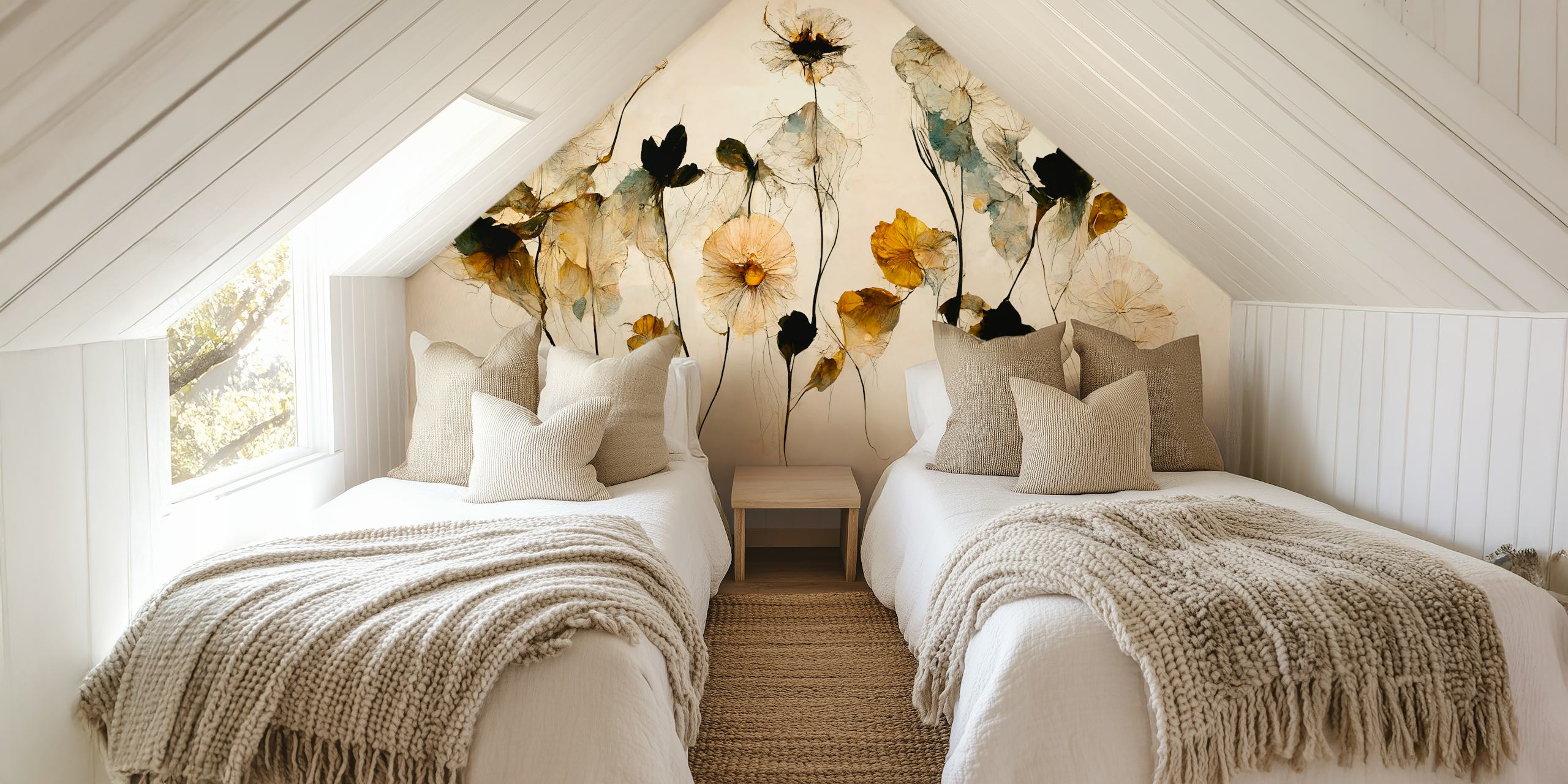 Papel de parede Beautiful Dry Flowers em um quarto