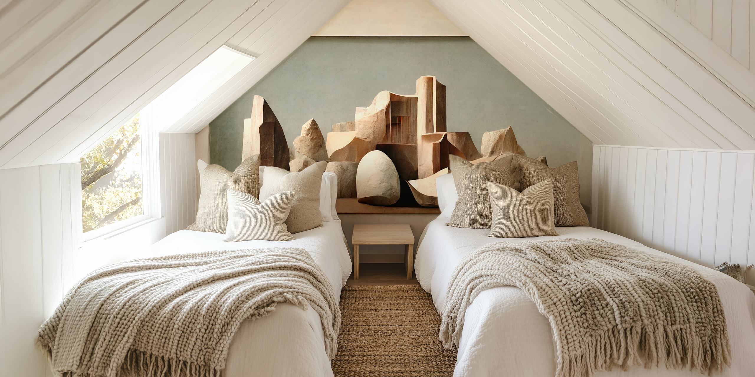 Papel pintado Carved Rocks mostrado en una habitación