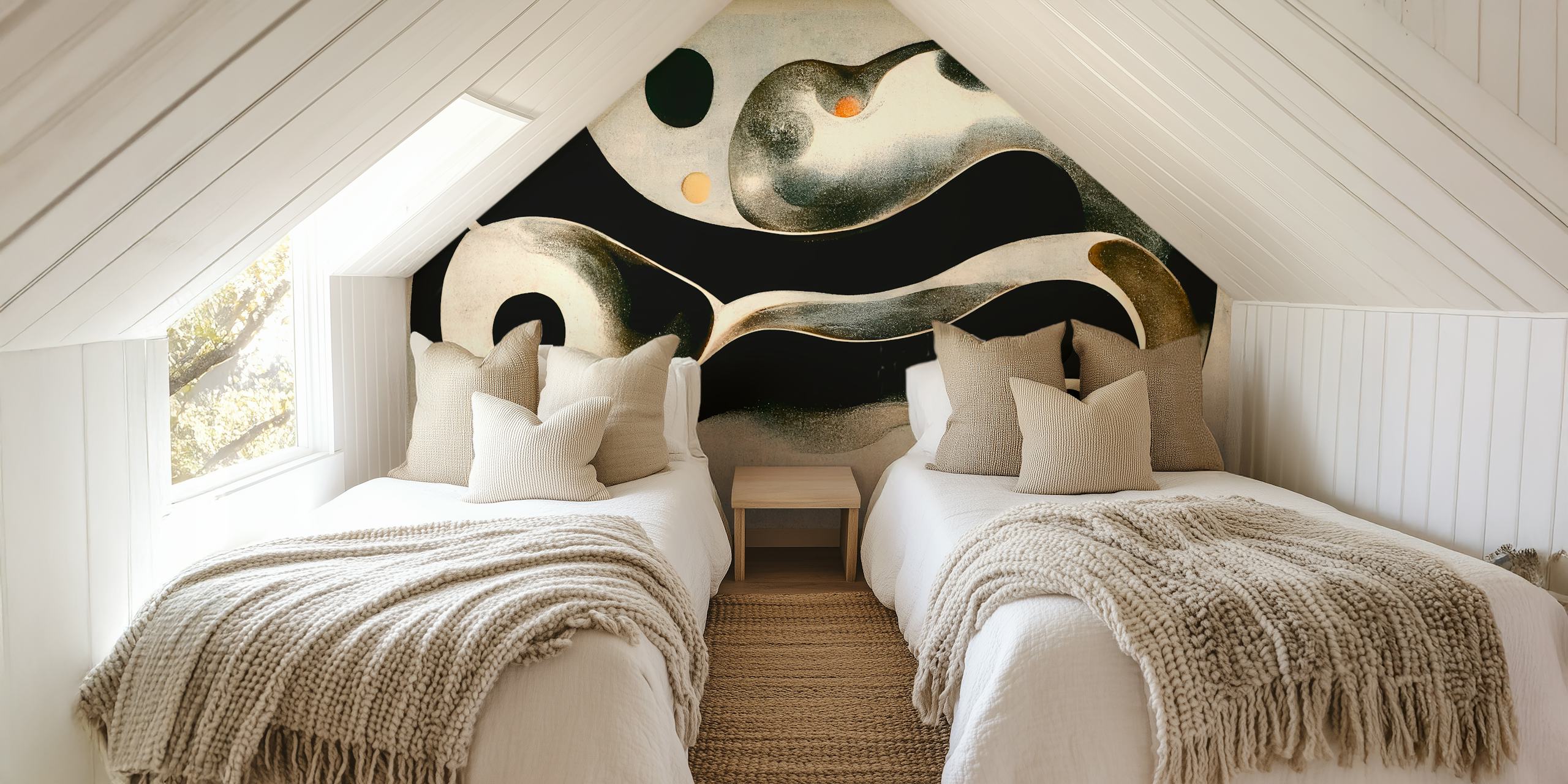 Abstract black and white melted metal wallpaper