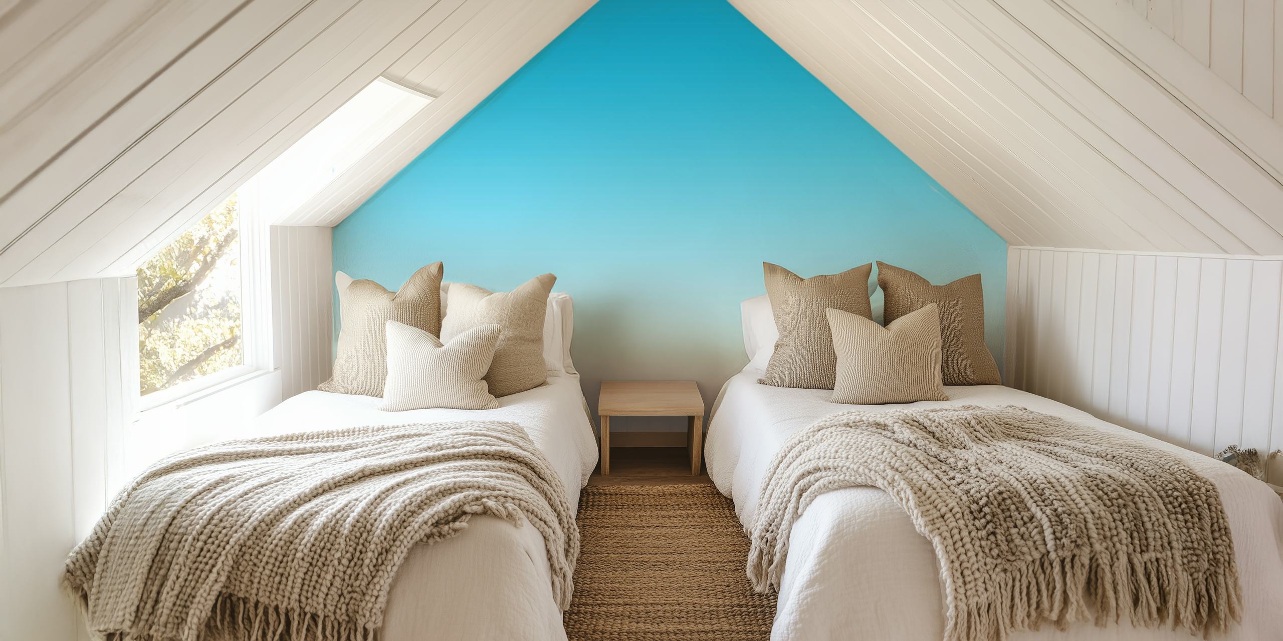 Ombre Background Clear Blue papel de parede em um quarto