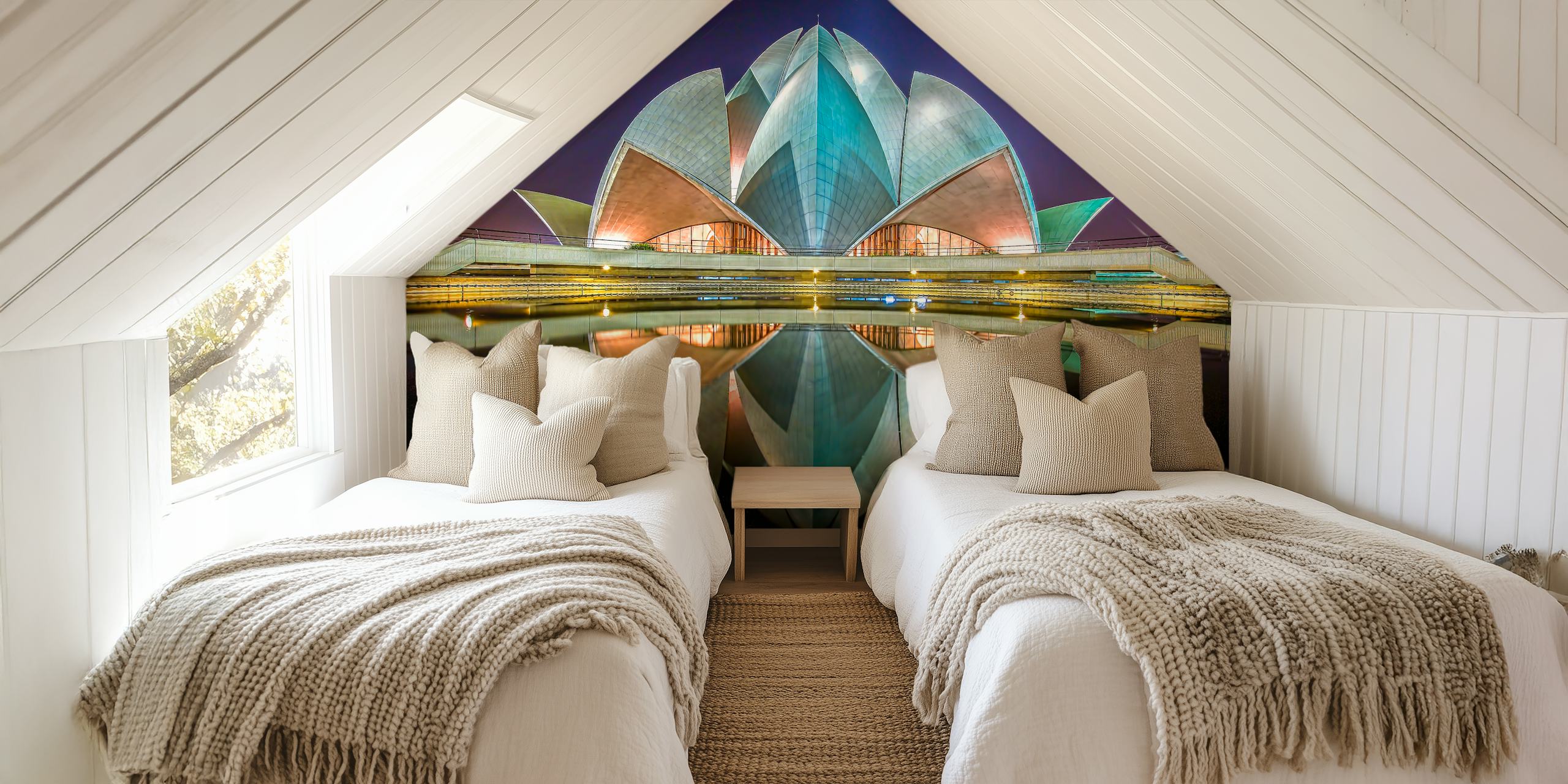 Lotus Temple wallpaper displayed in a room