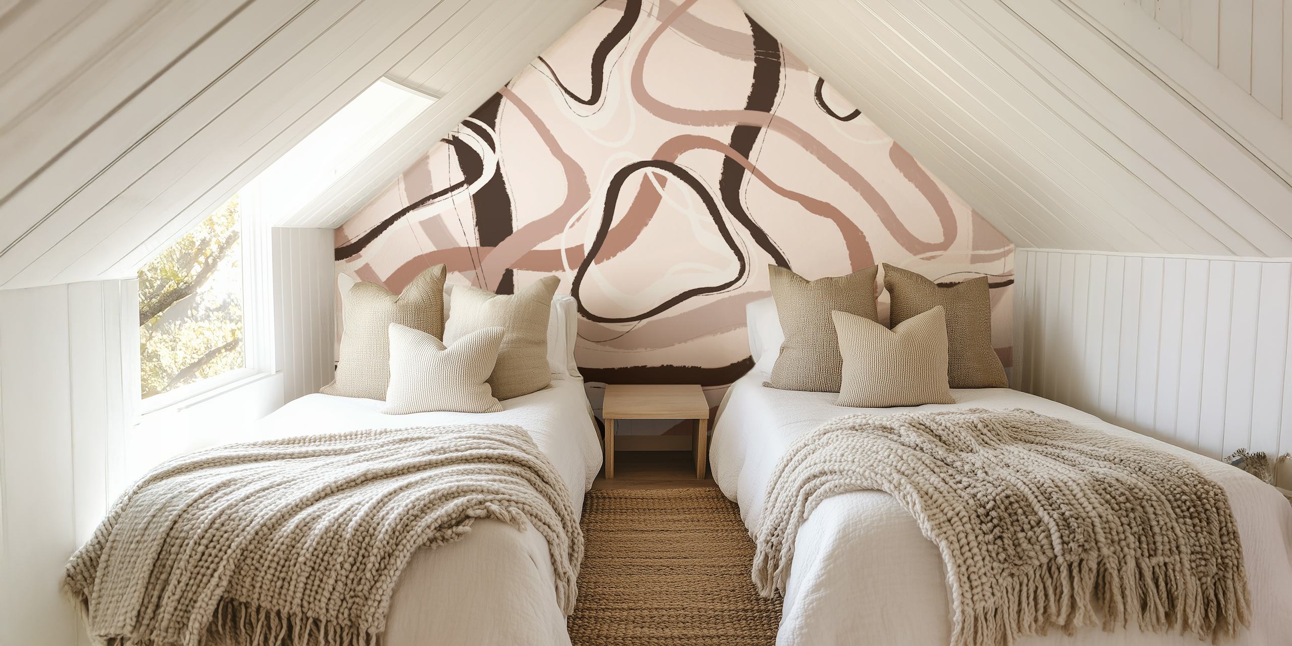 Soft-toned pastel circles and abstract shapes wall mural