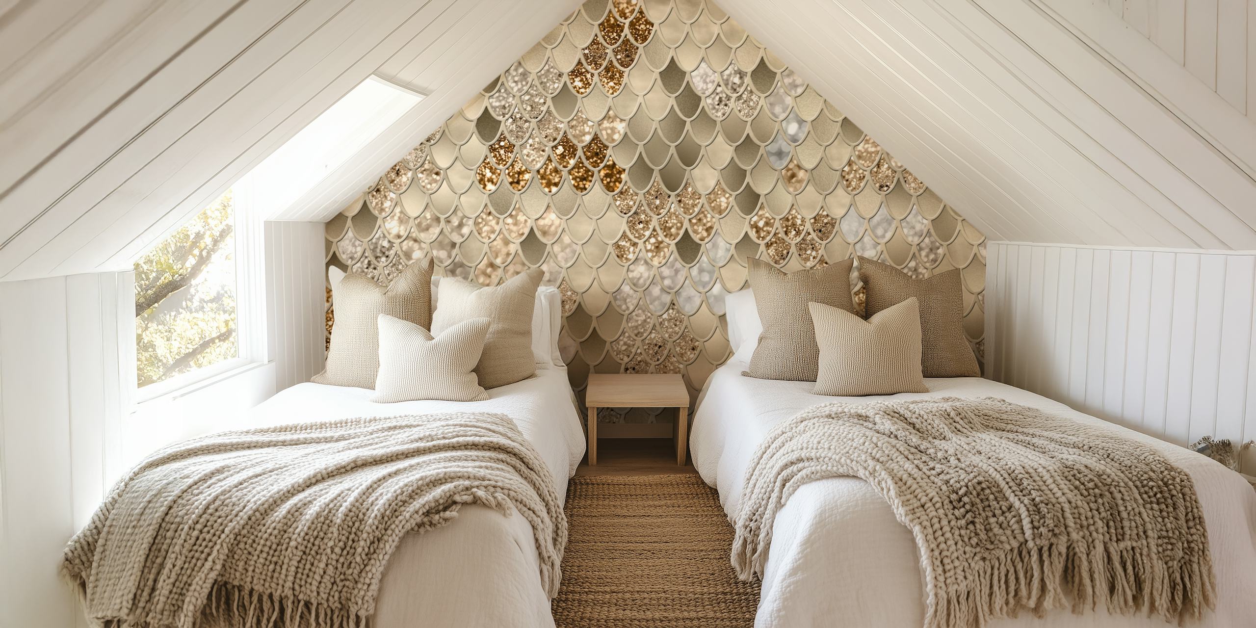 Mermaid Scales Glam wallpaper in a room