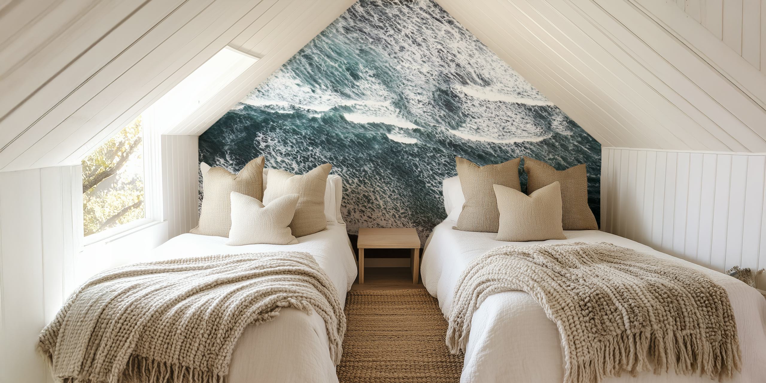 Aerial view Atlantic Ocean behang in een kamer
