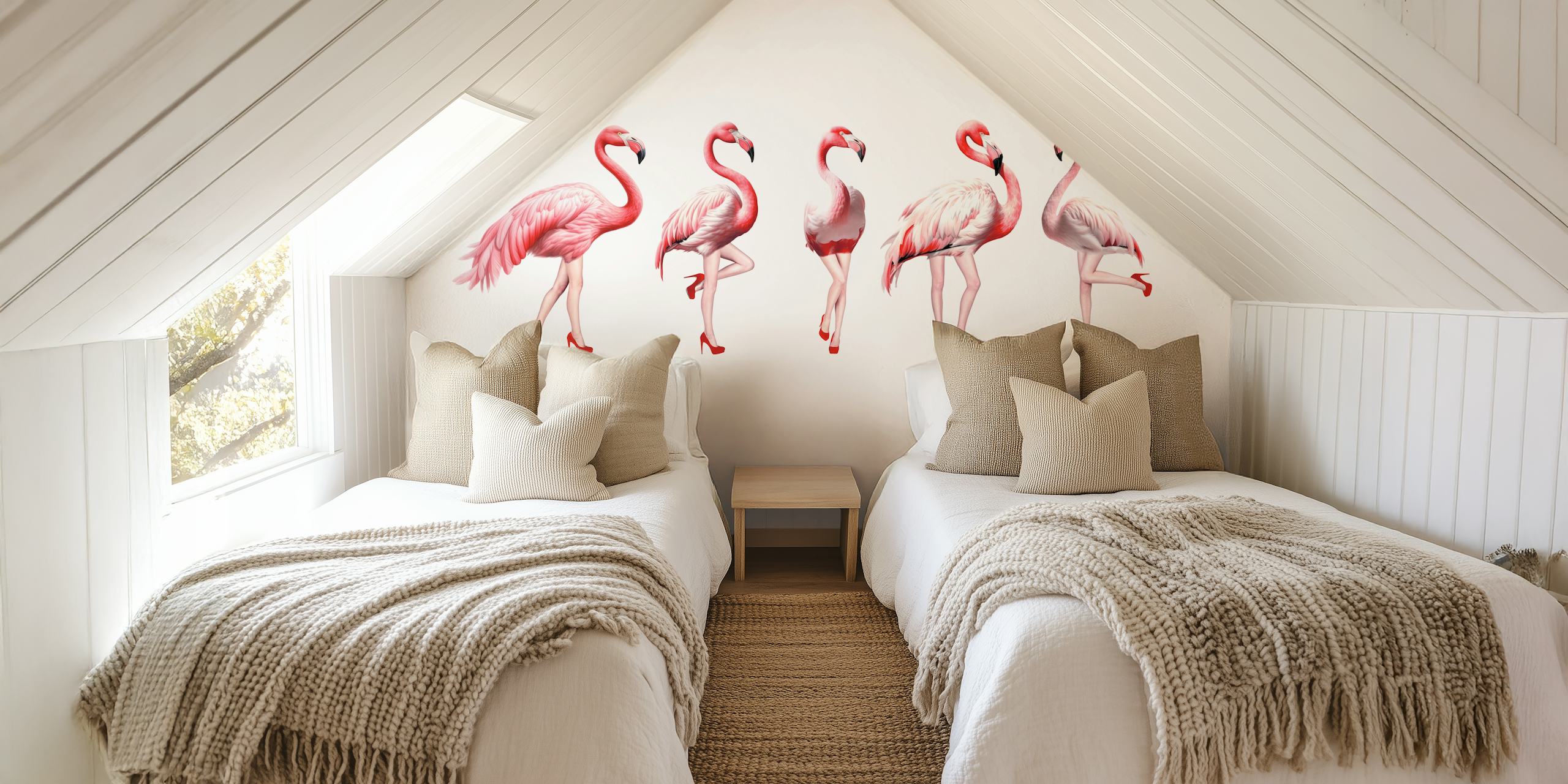 Cheeky flamingos tapet i et rom