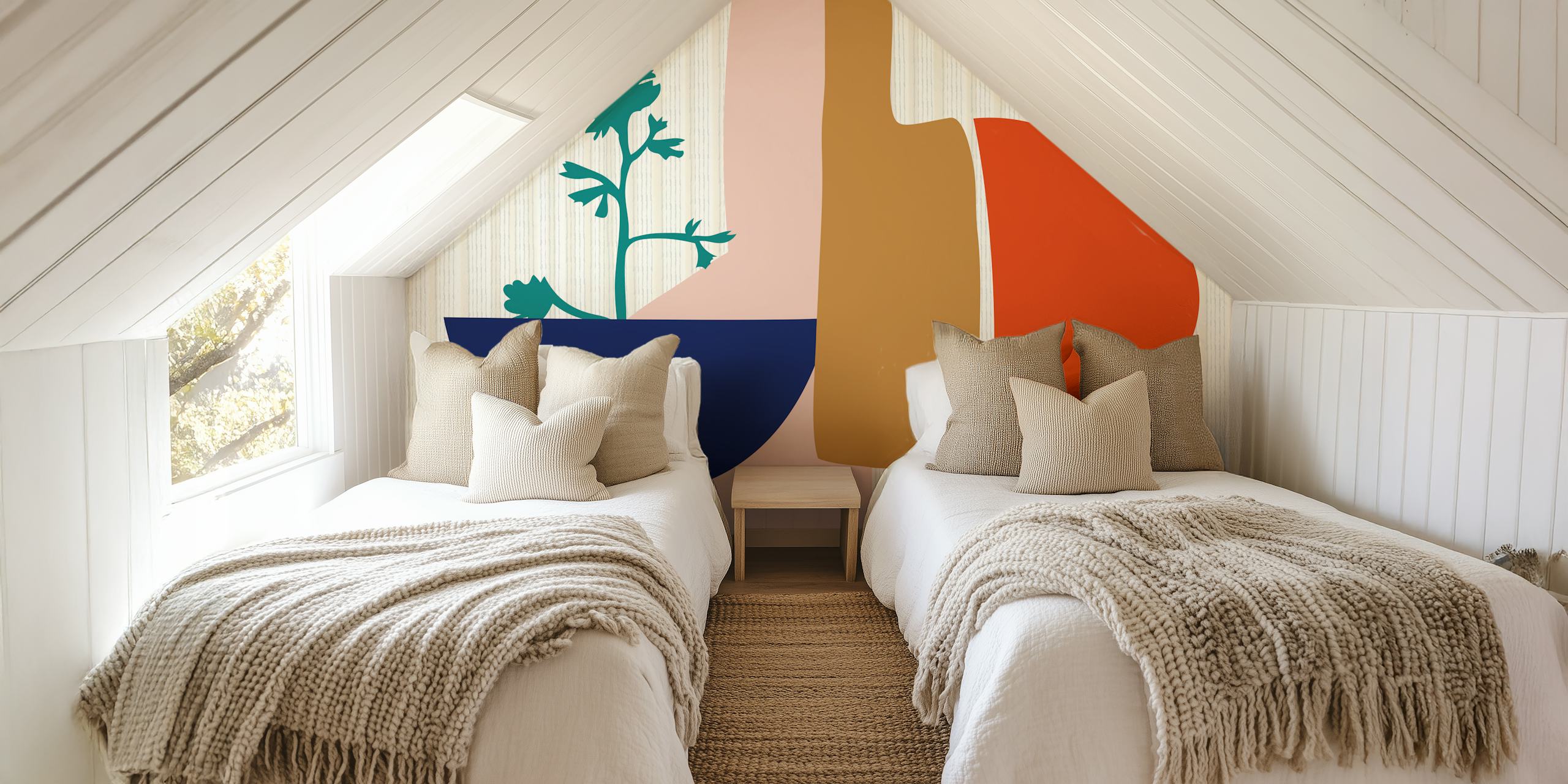 Mid Century Botanical design in earthy colors wallpaper