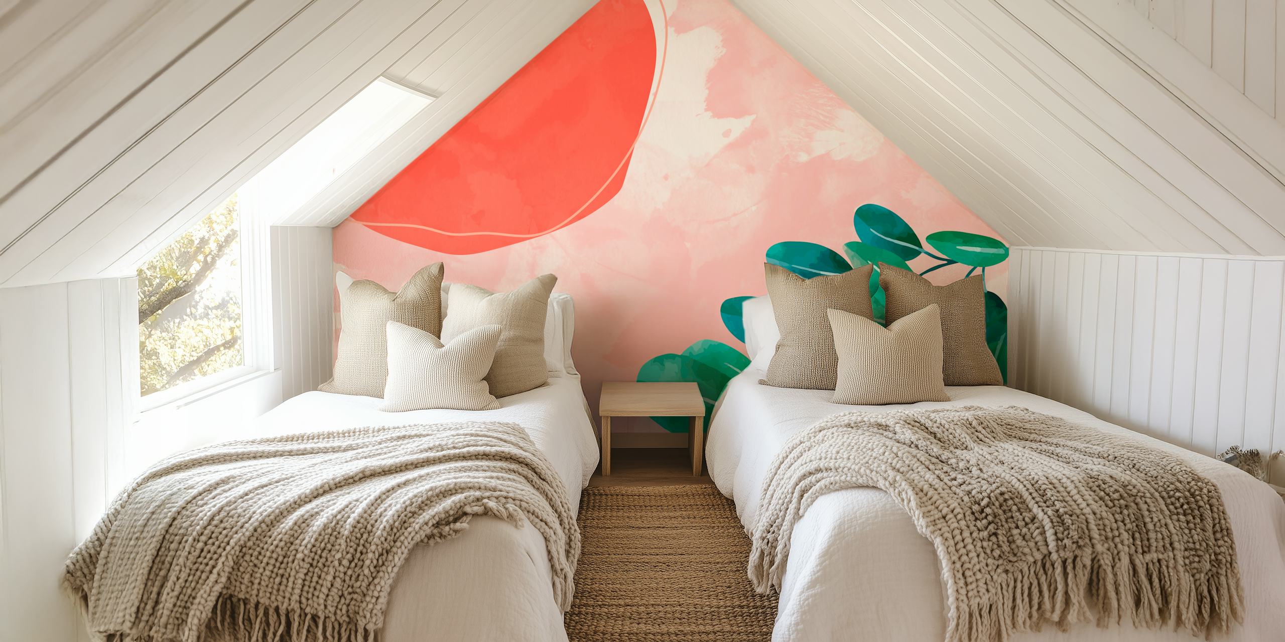 Ταπετσαρία Warm Mid Century Sunrise Cosmos σε ένα δωμάτιο