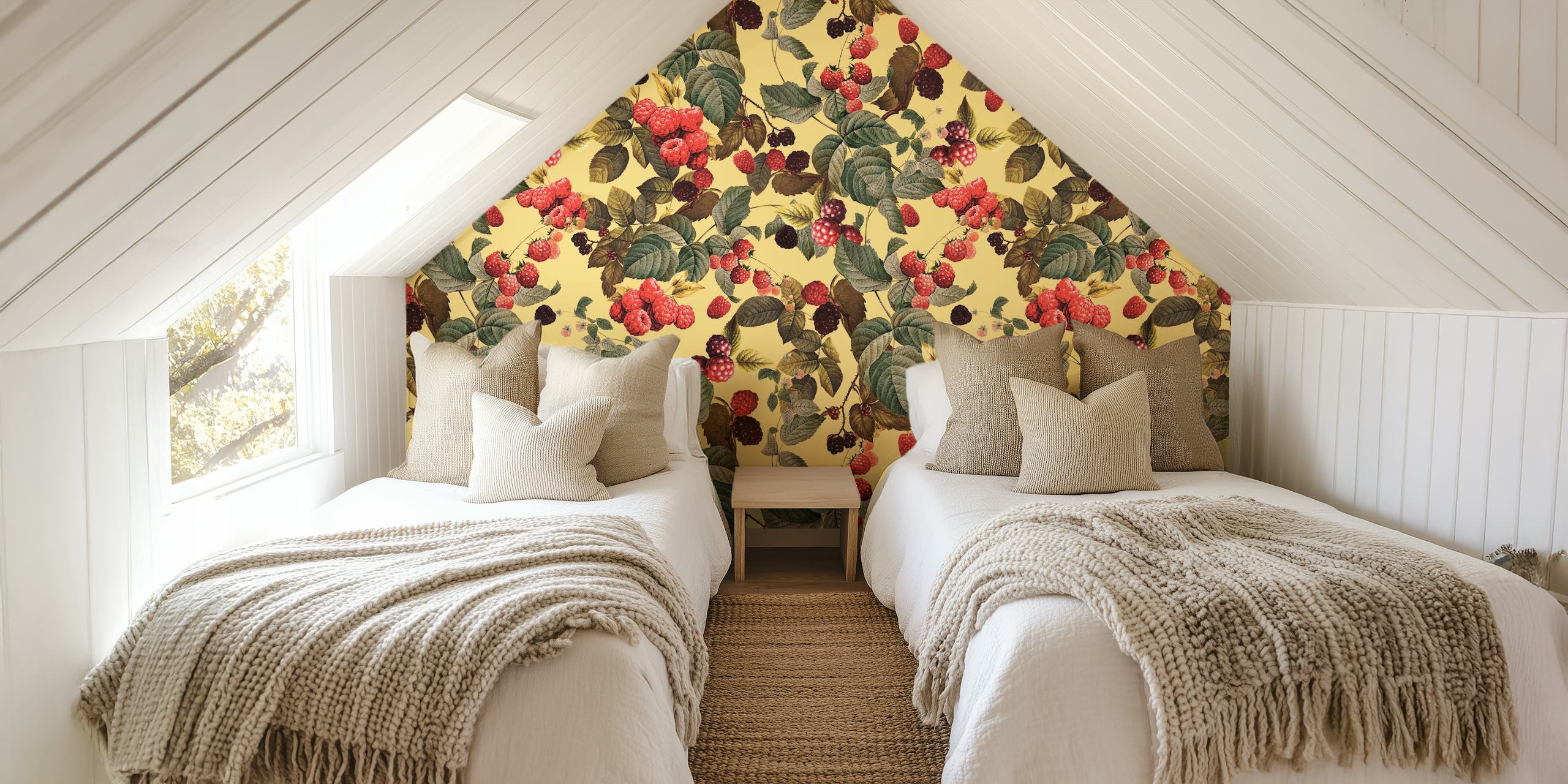 Papel de parede Wild Blackberry em um ambiente de quarto