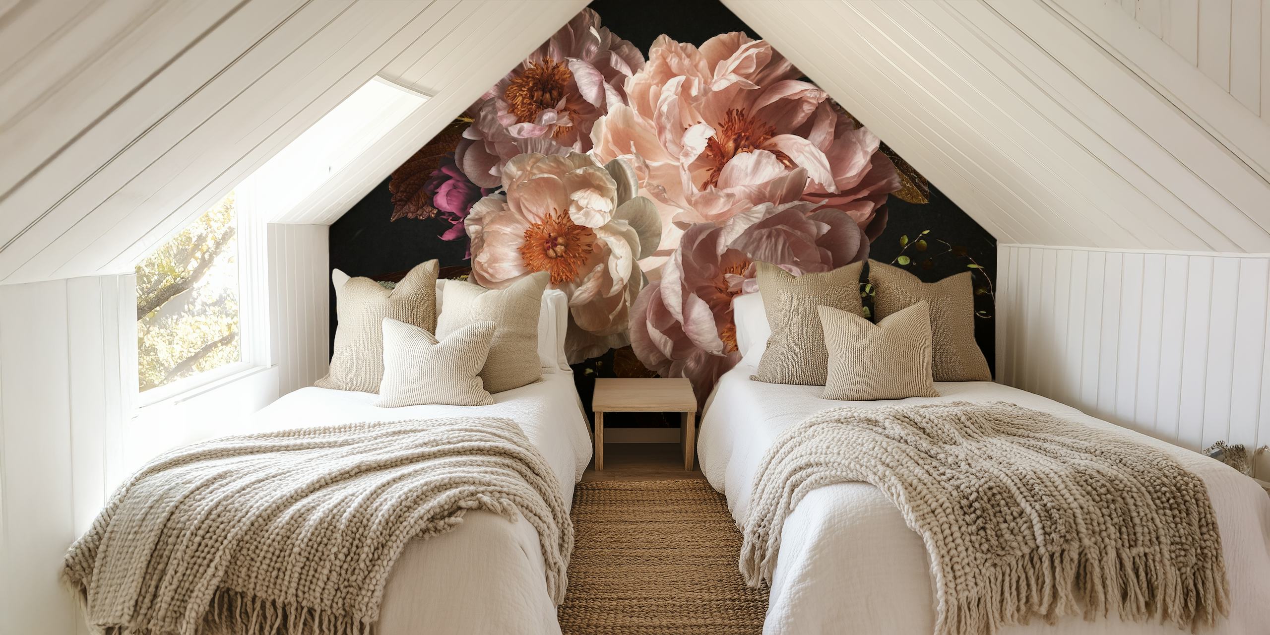 Lush Baroque Opulent Peonies wallpaper in a room