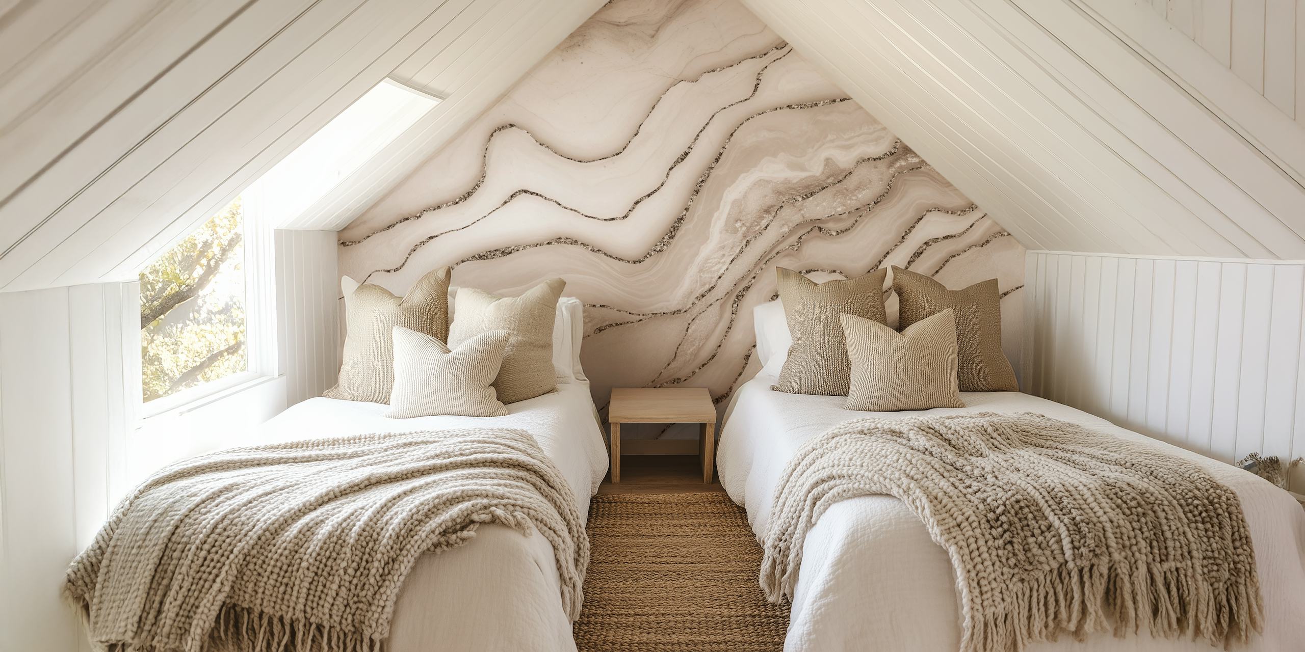 Magnificent Marble Glam Brown Beige behang in een kamer