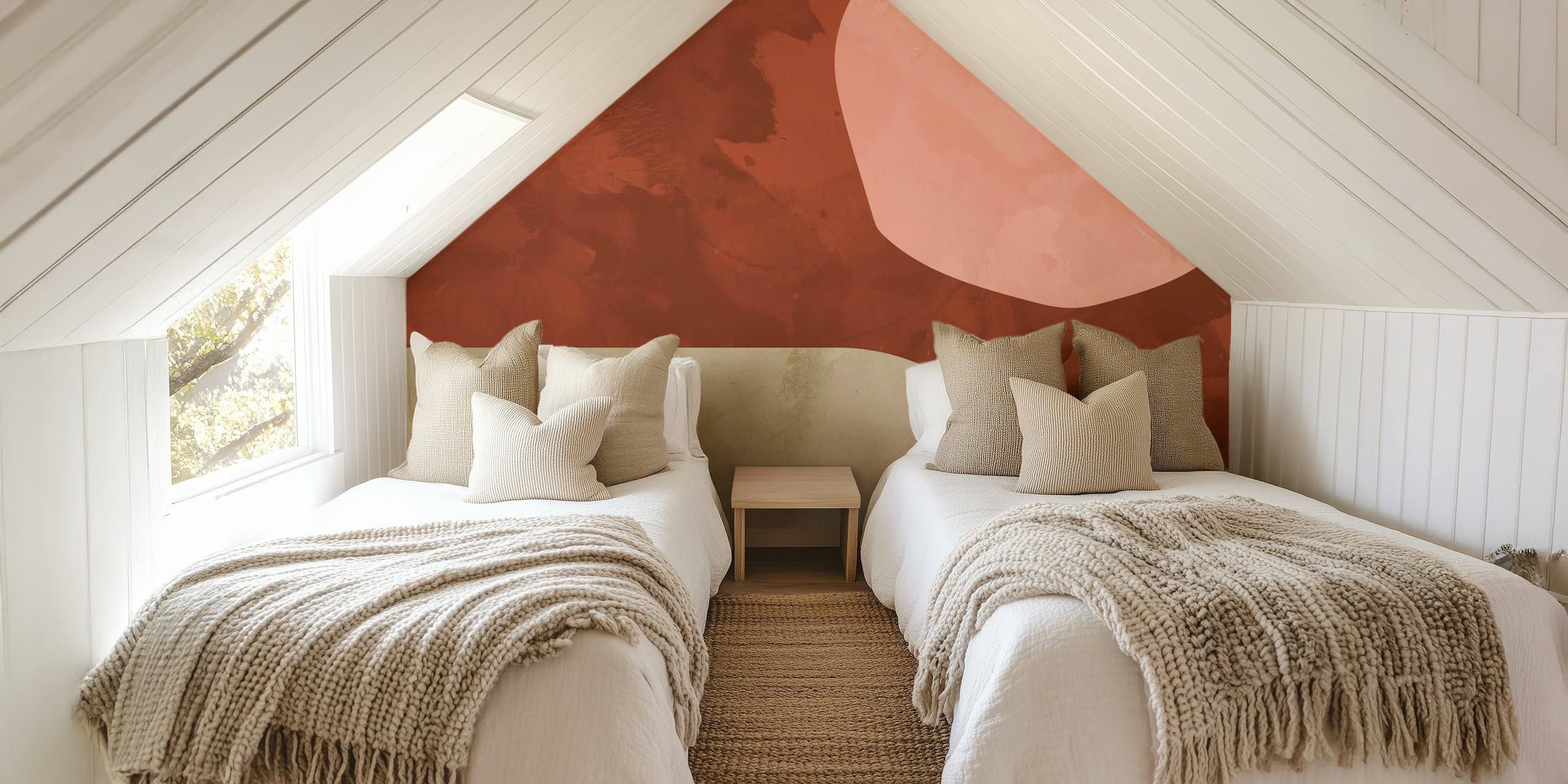 Abstract earthy shapes in muted colors on wallpaper
