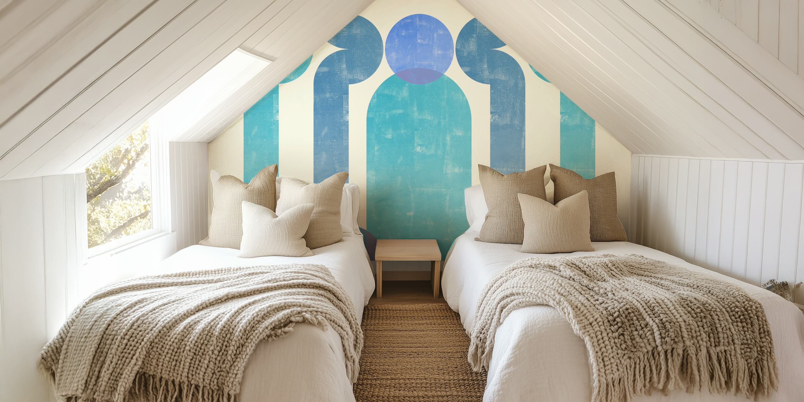 Abstract circular shapes in blue and teal wallpaper