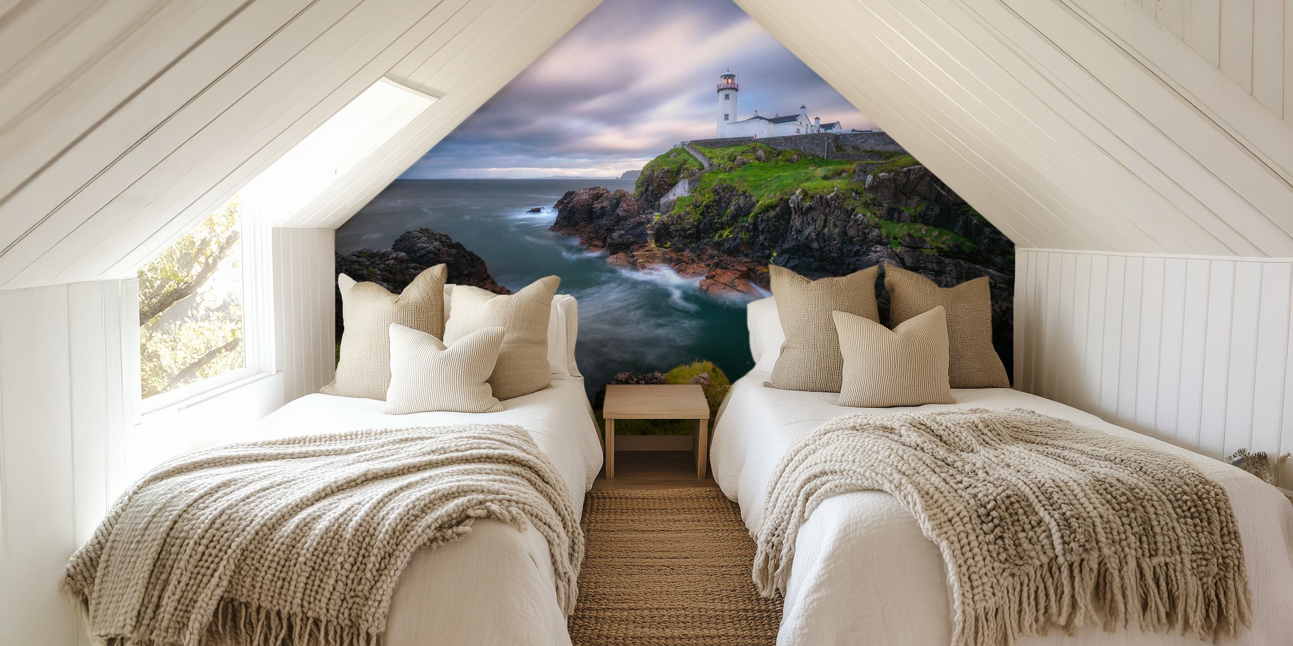 Fanad Head Lighthouse wall mural with dramatic sky and Atlantic Ocean view