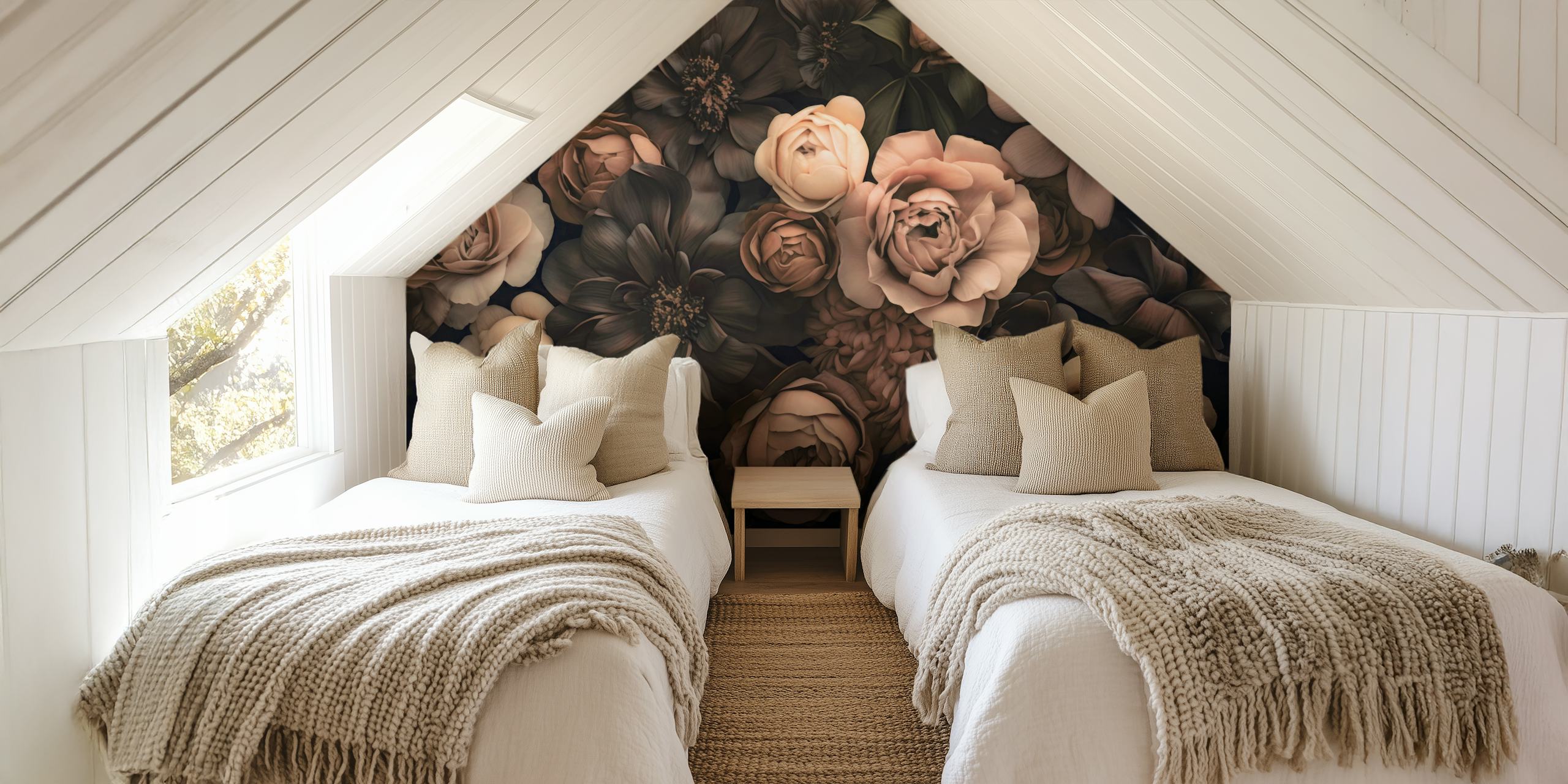 Flores opulentas em estilo barroco em tons de blush e marrom com um toque botânico temperamental