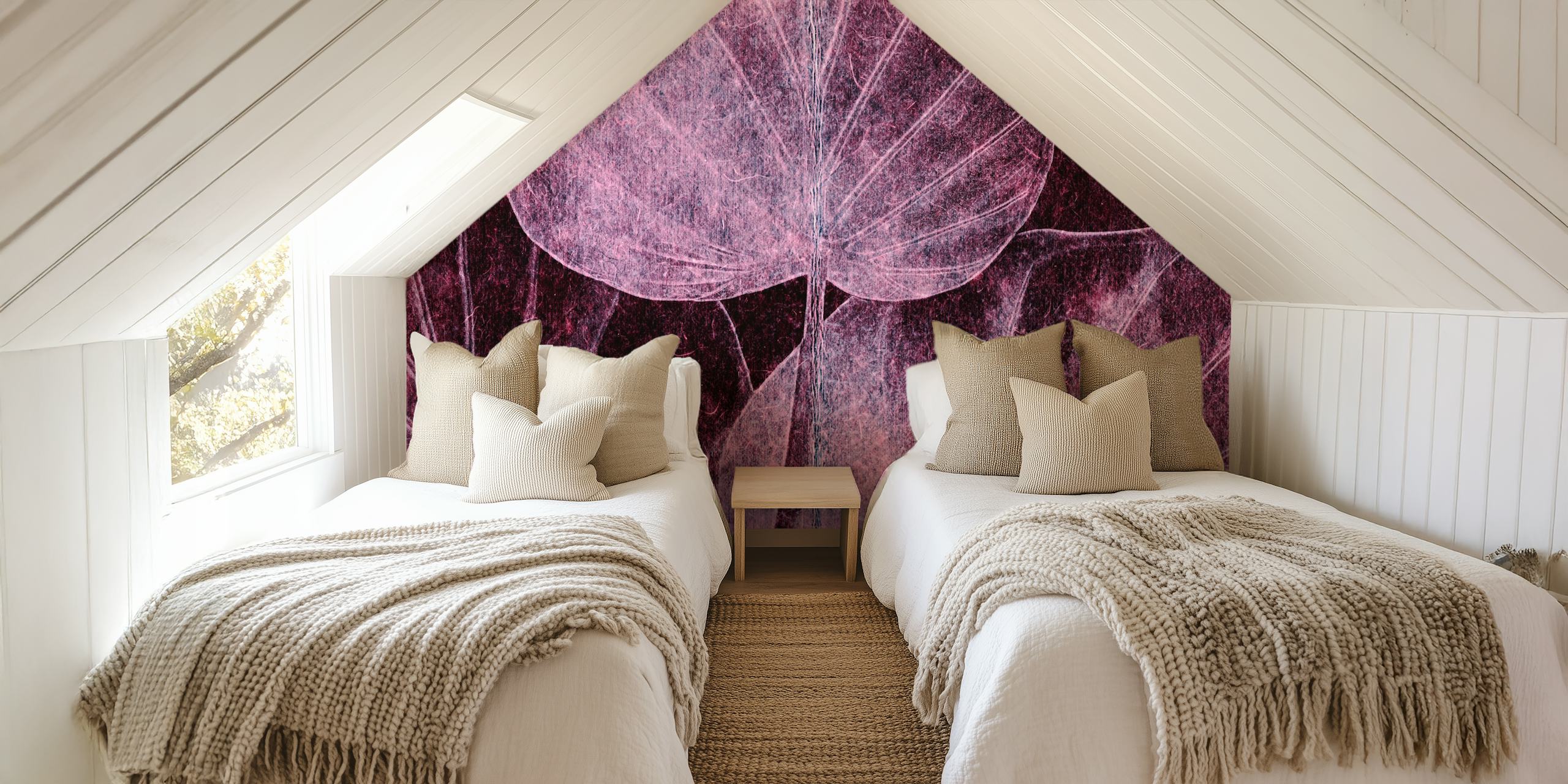 Japandi Leaf Grunge tapet i et rum